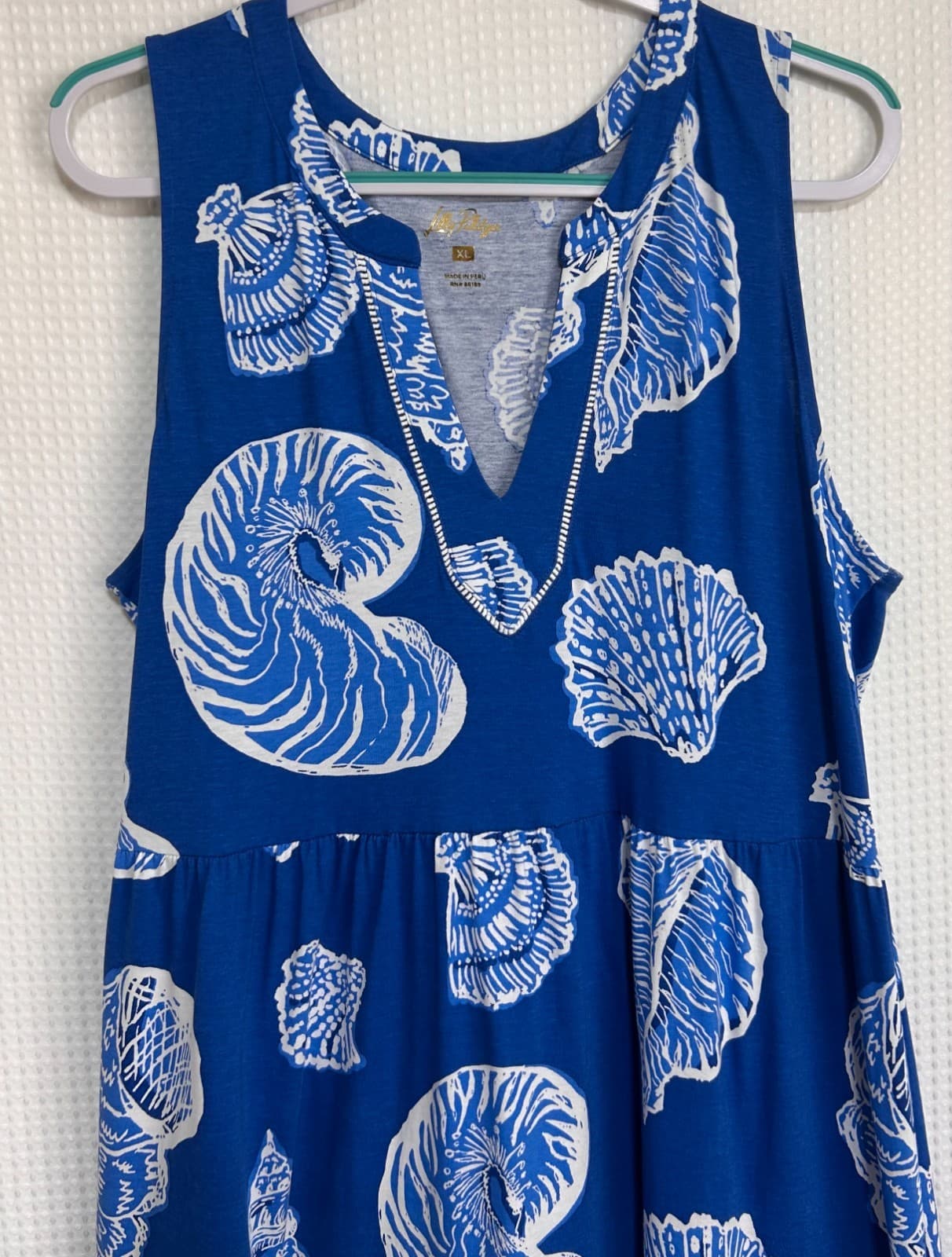 Lilly Pulitzer Size XL SYDNEE Maxi Long Cotton Dress Shell Of A Good Time Blue g - Thumbnail 9
