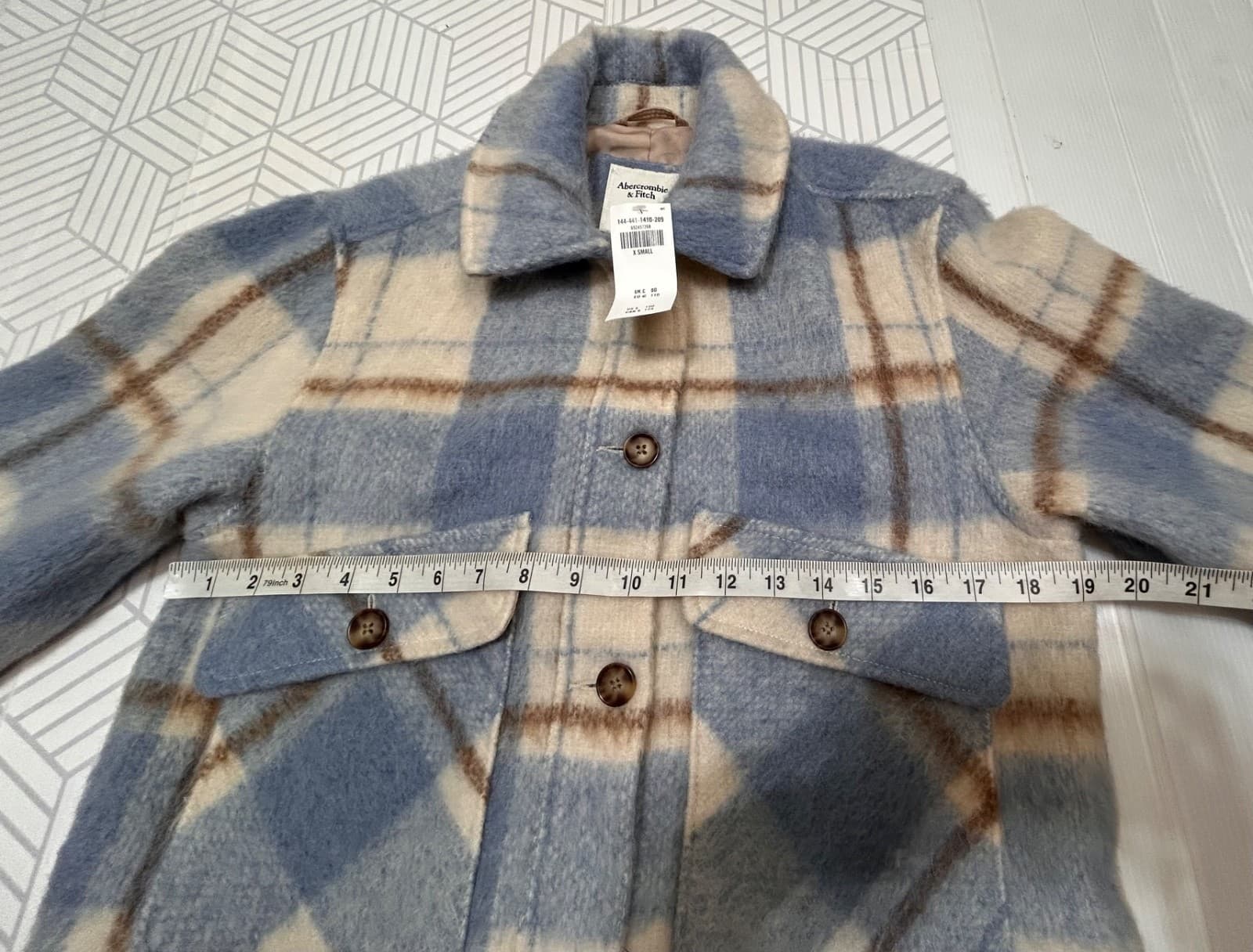 NWT ABERCROMBIE & FITCH Plaid Wool Blend Size XS Jacket Coat Blazer k - Thumbnail 6