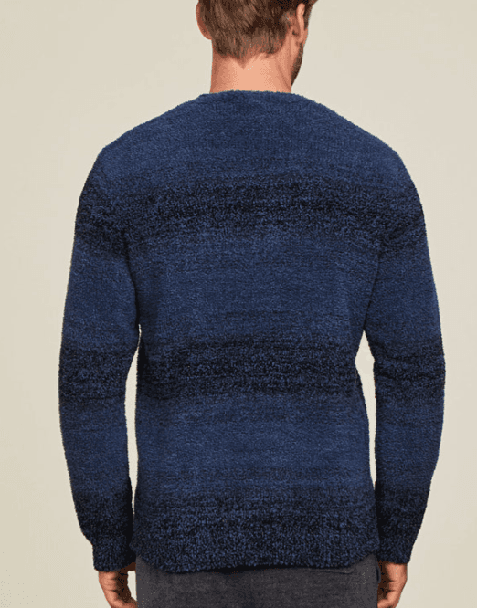 NWT $138 Barefoot Dreams Cozy Chic Pullover Men size M Indigo Ombre Comfort v - Thumbnail 2