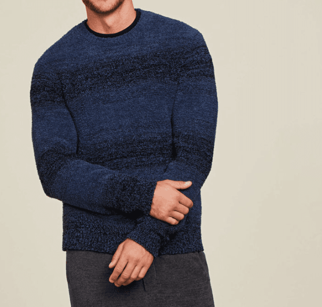 NWT $138 Barefoot Dreams Cozy Chic Pullover Men size M Indigo Ombre Comfort v - Thumbnail 3