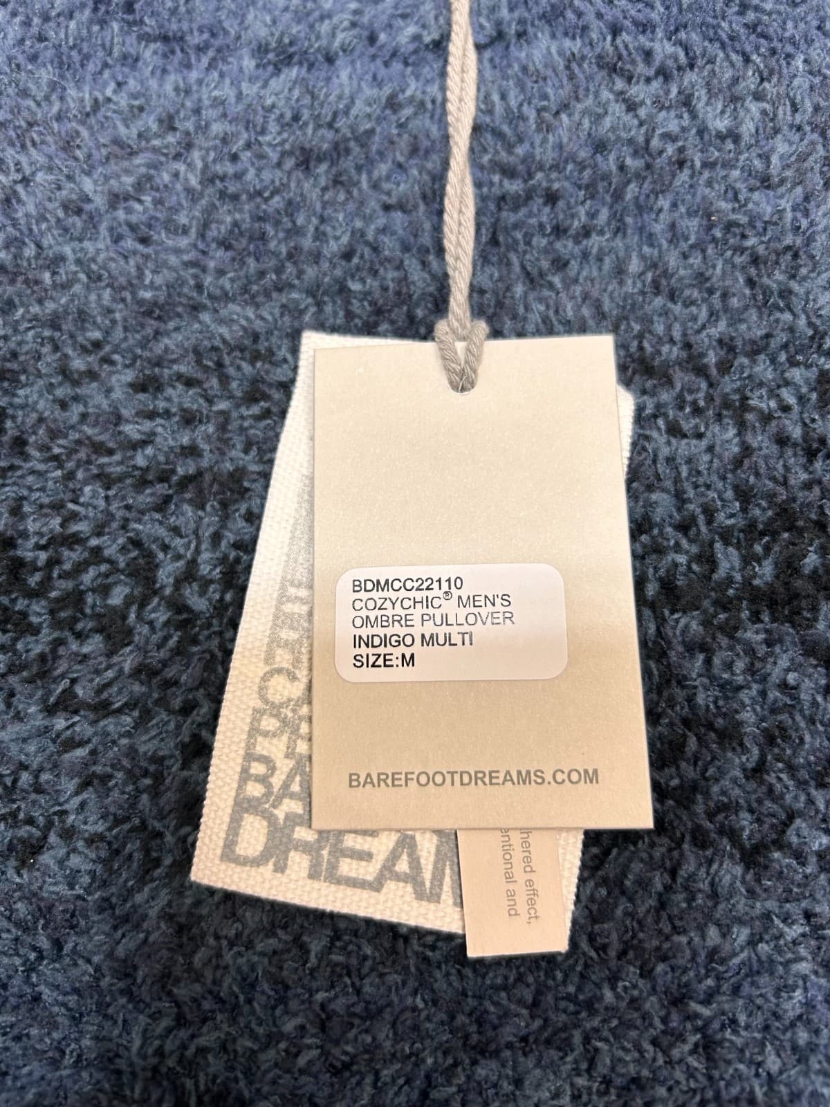 NWT $138 Barefoot Dreams Cozy Chic Pullover Men size M Indigo Ombre Comfort v - Thumbnail 8