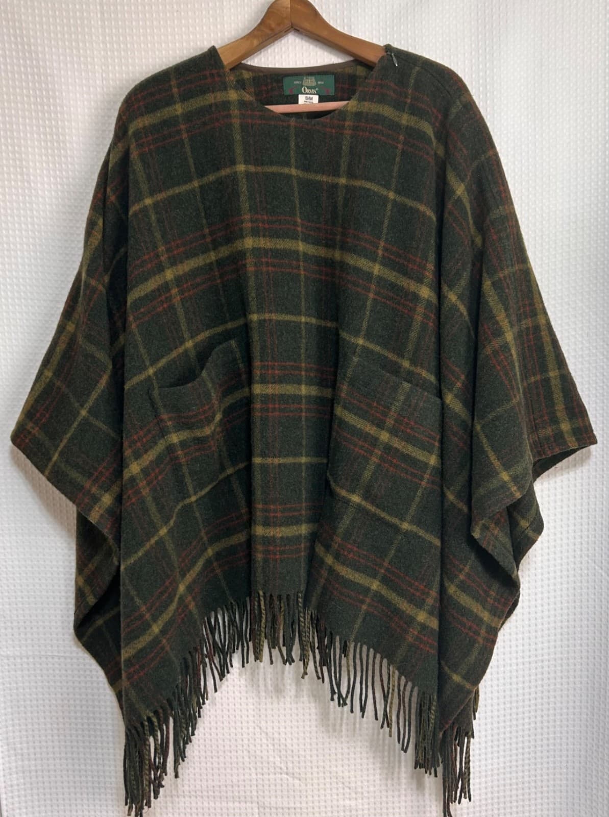 Vintage Orvis Jacket Womens M Tartan Wool Cape Poncho Pockets USA Celtic k - Thumbnail 3