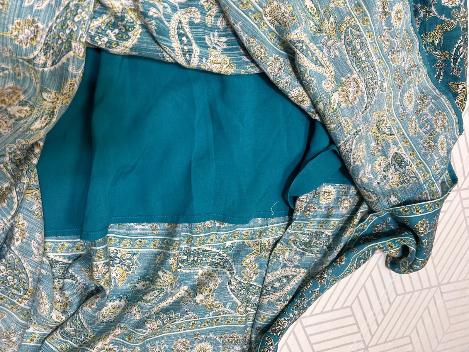 J. Jill Teal Paisley Tiered Maxi Dress Halter Size Medium Petite Summer Boho I - Thumbnail 5