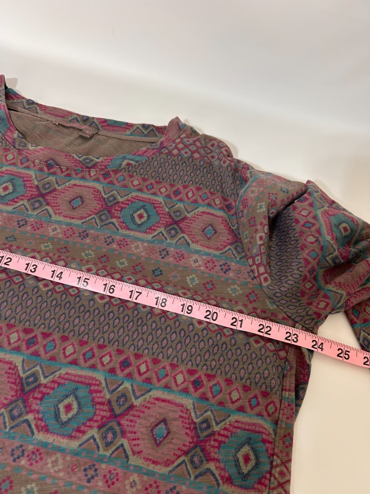 Fresh Produce Women’s size XL Geometric 3/4 Sleeves Multicolor Cotton Tee USA g - Thumbnail 5