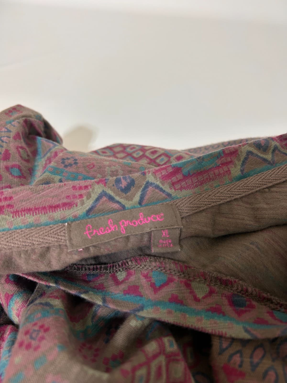 Fresh Produce Women’s size XL Geometric 3/4 Sleeves Multicolor Cotton Tee USA g - Thumbnail 8