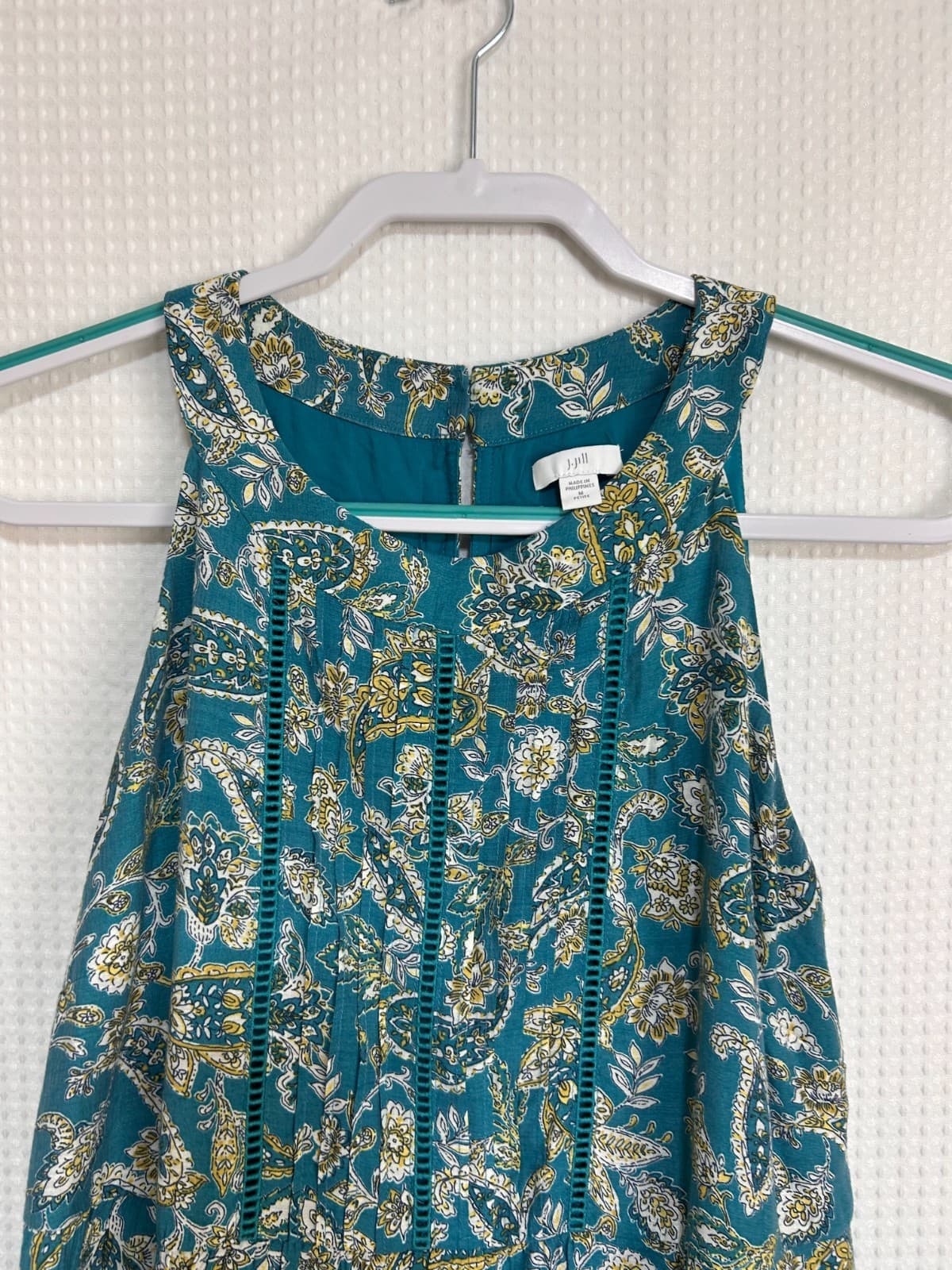J. Jill Teal Paisley Tiered Maxi Dress Halter Size Medium Petite Summer Boho I - Thumbnail 10