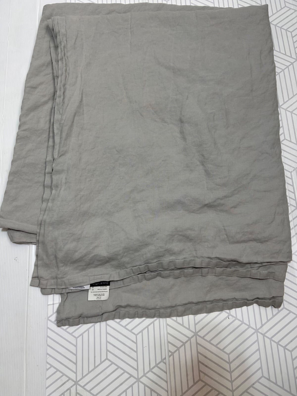 SIJO 100% Gray French Flax Linen Fitted & Flat Sheet KING/CAL KING 110" x 100" - Thumbnail 4