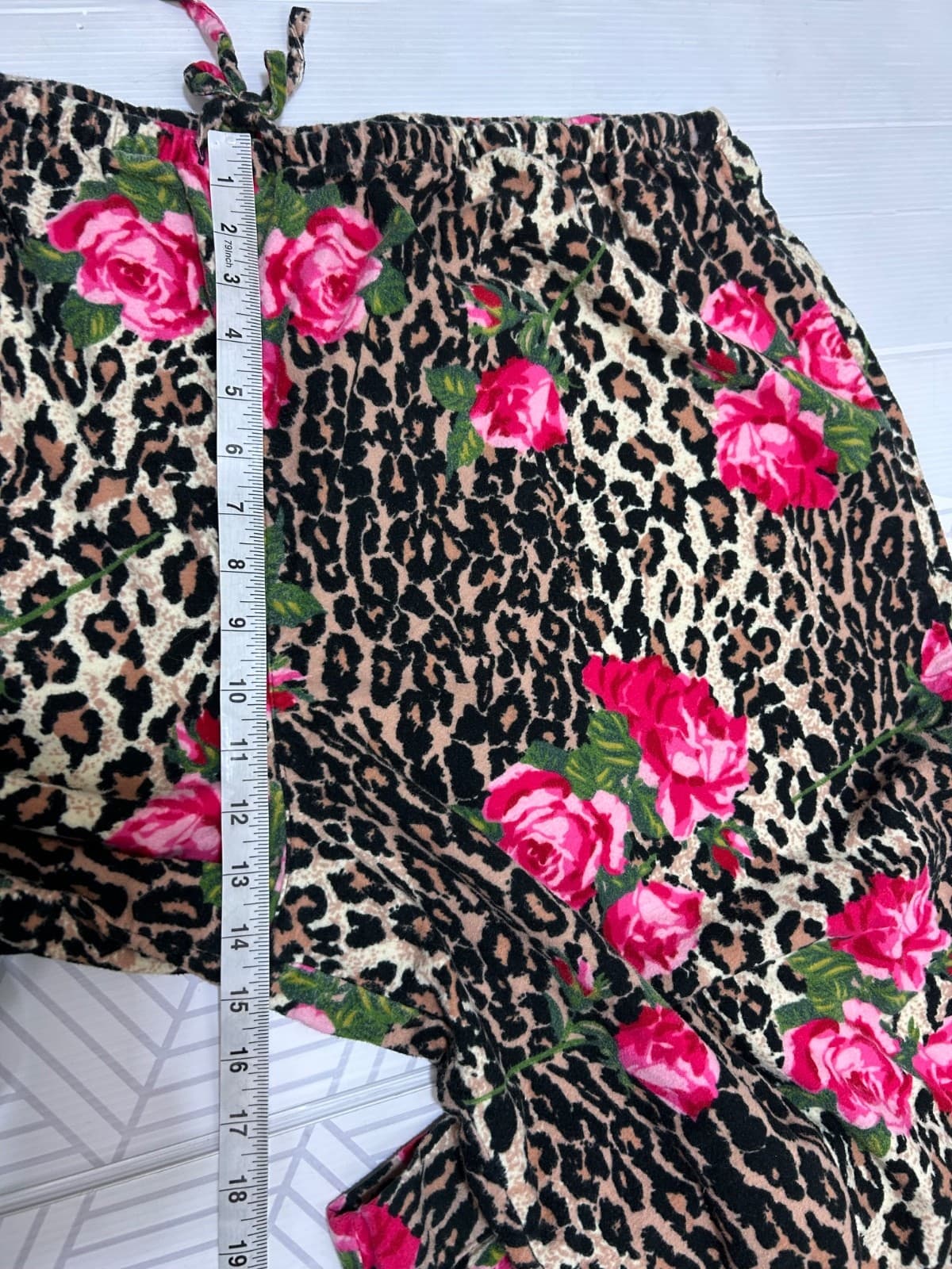 Nick & Nora Plus Size 3XL Pant Shirt Rose & Cheetah Print Pajama Flannel i - Thumbnail 10
