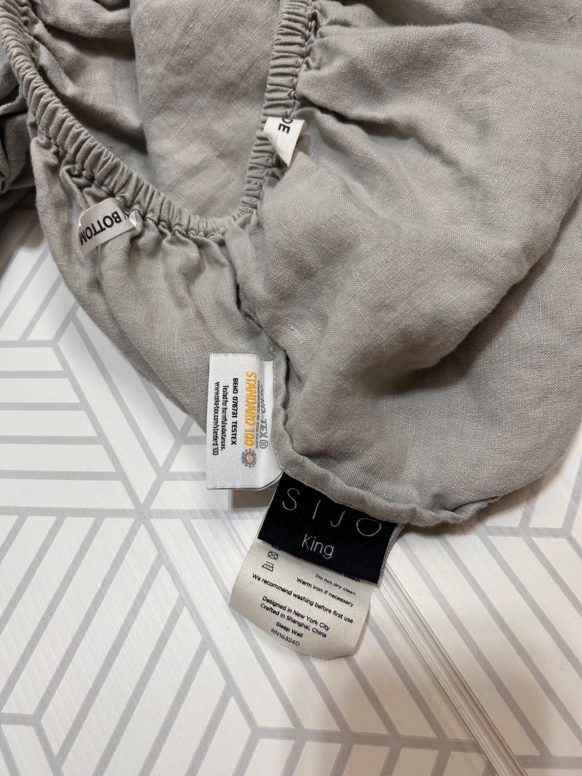 SIJO 100% Gray French Flax Linen Fitted & Flat Sheet KING/CAL KING 110" x 100" - Thumbnail 9