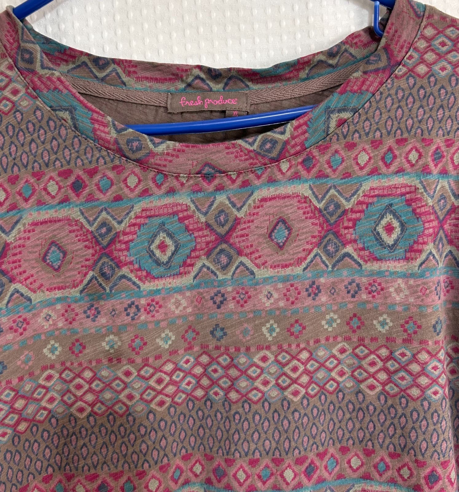 Fresh Produce Women’s size XL Geometric 3/4 Sleeves Multicolor Cotton Tee USA g - Thumbnail 10