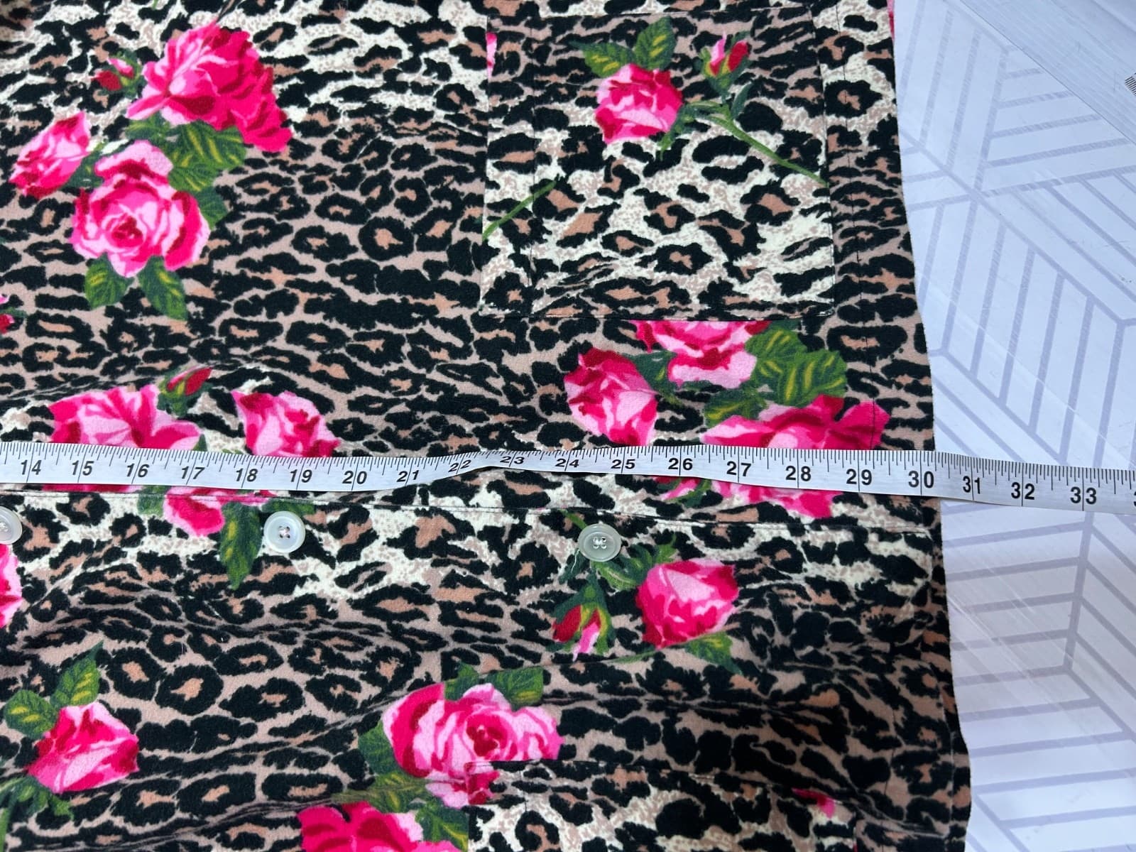 Nick & Nora Plus Size 3XL Pant Shirt Rose & Cheetah Print Pajama Flannel i - Thumbnail 13