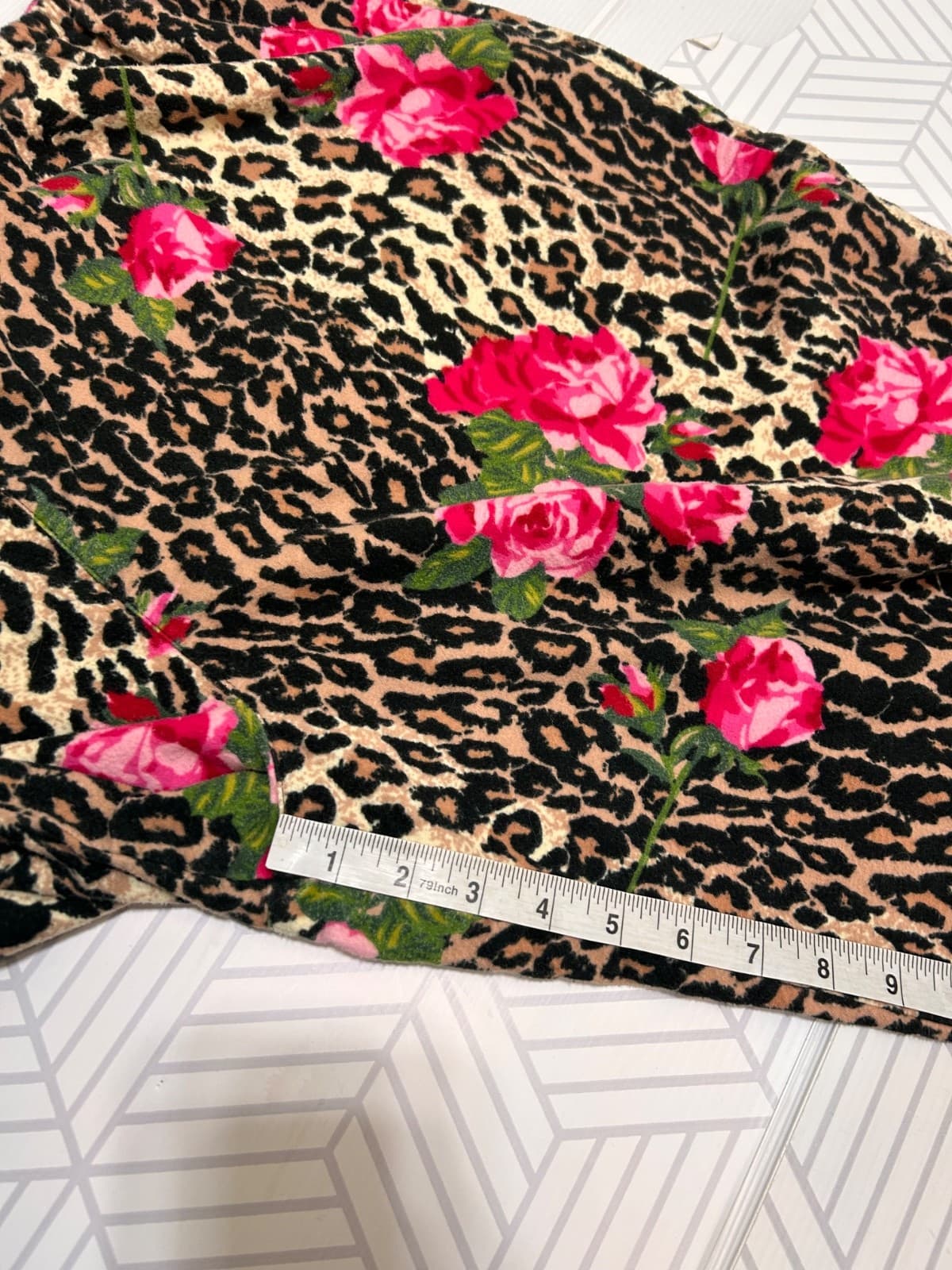 Nick & Nora Plus Size 3XL Pant Shirt Rose & Cheetah Print Pajama Flannel i - Thumbnail 8
