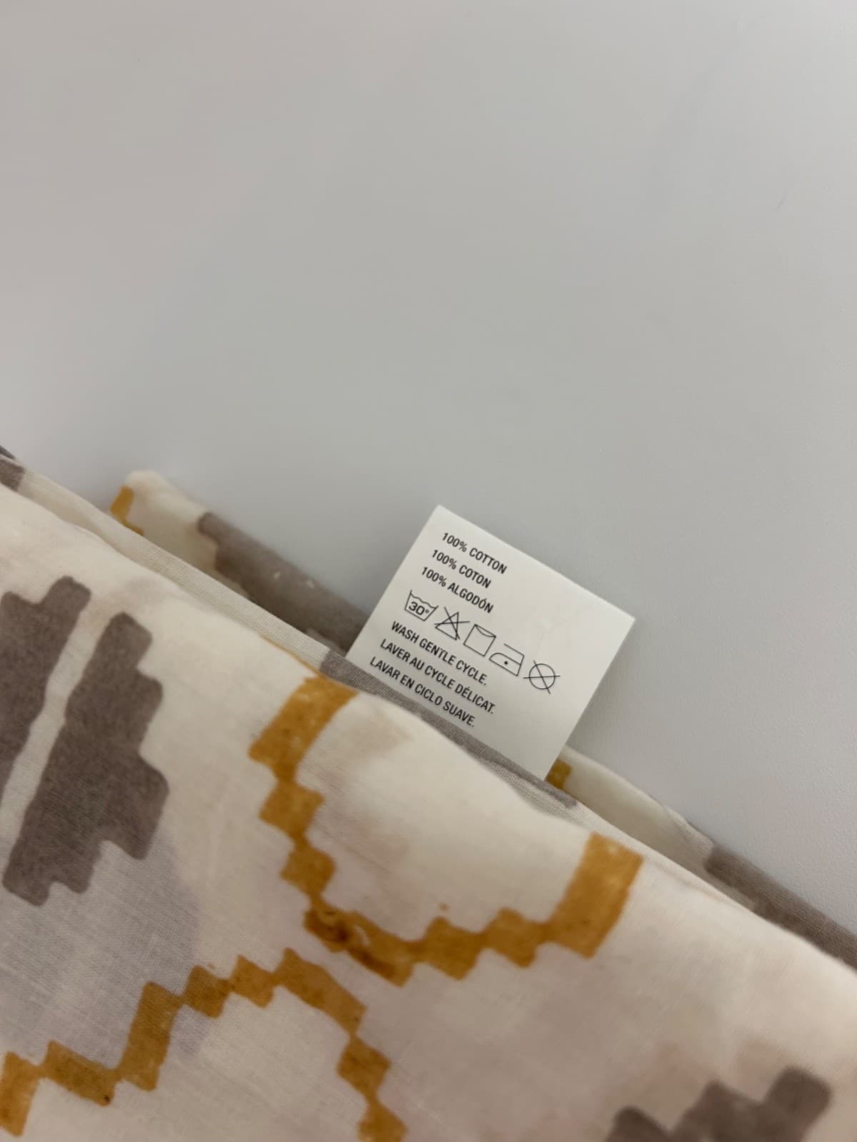 Crate & Barrel Anju Curtain 3 Panels 84x48 Mid Century Yellow Wheat Ikat Sheer - Thumbnail 2