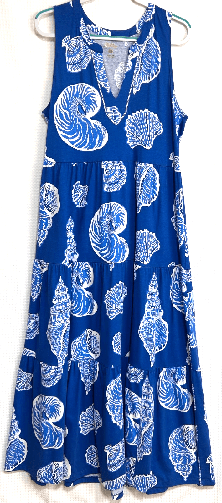 Lilly Pulitzer Size XL SYDNEE Maxi Long Cotton Dress Shell Of A Good Time Blue g - Thumbnail 2