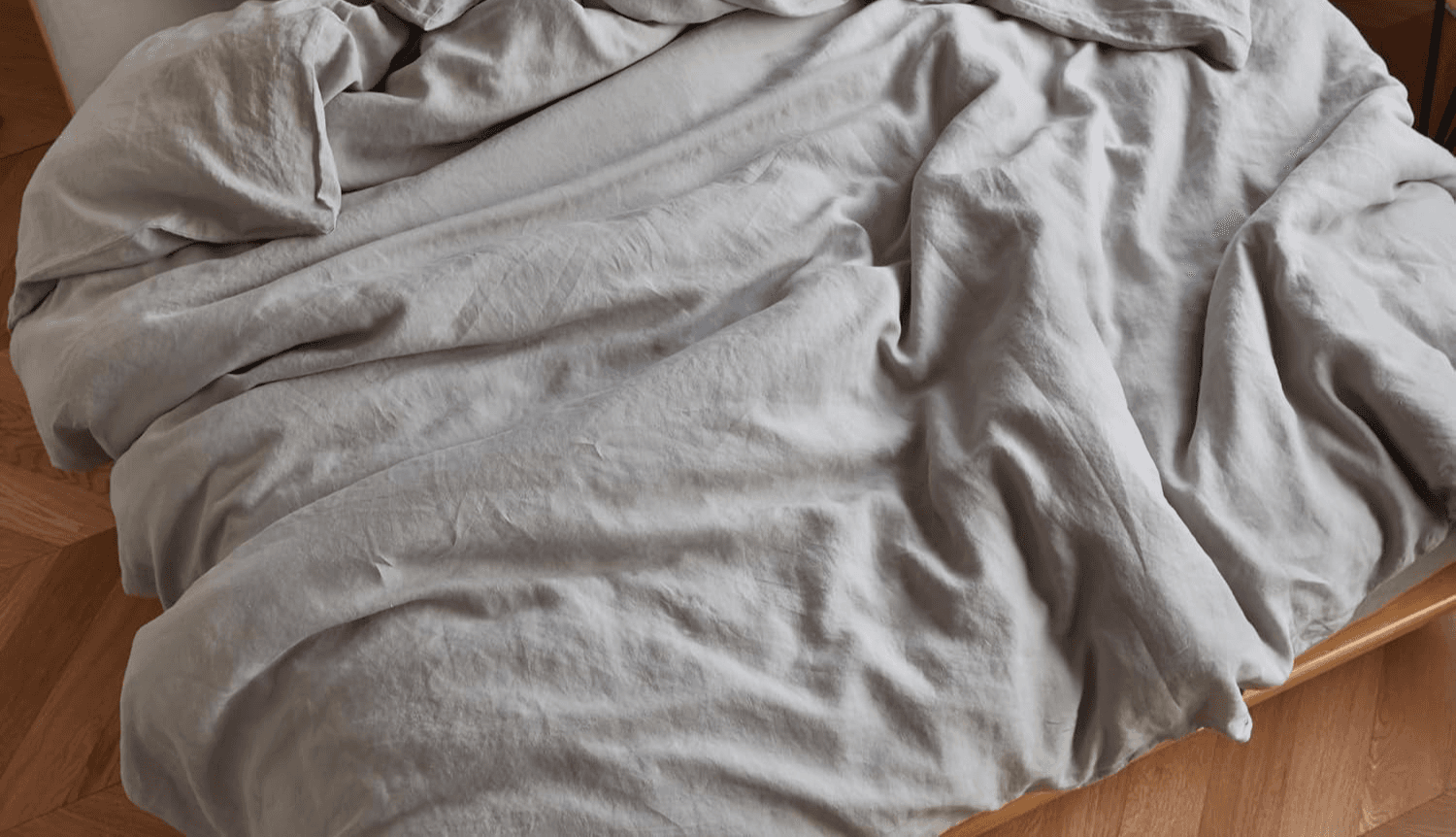 SIJO 100% Gray French Flax Linen Fitted & Flat Sheet KING/CAL KING 110" x 100"