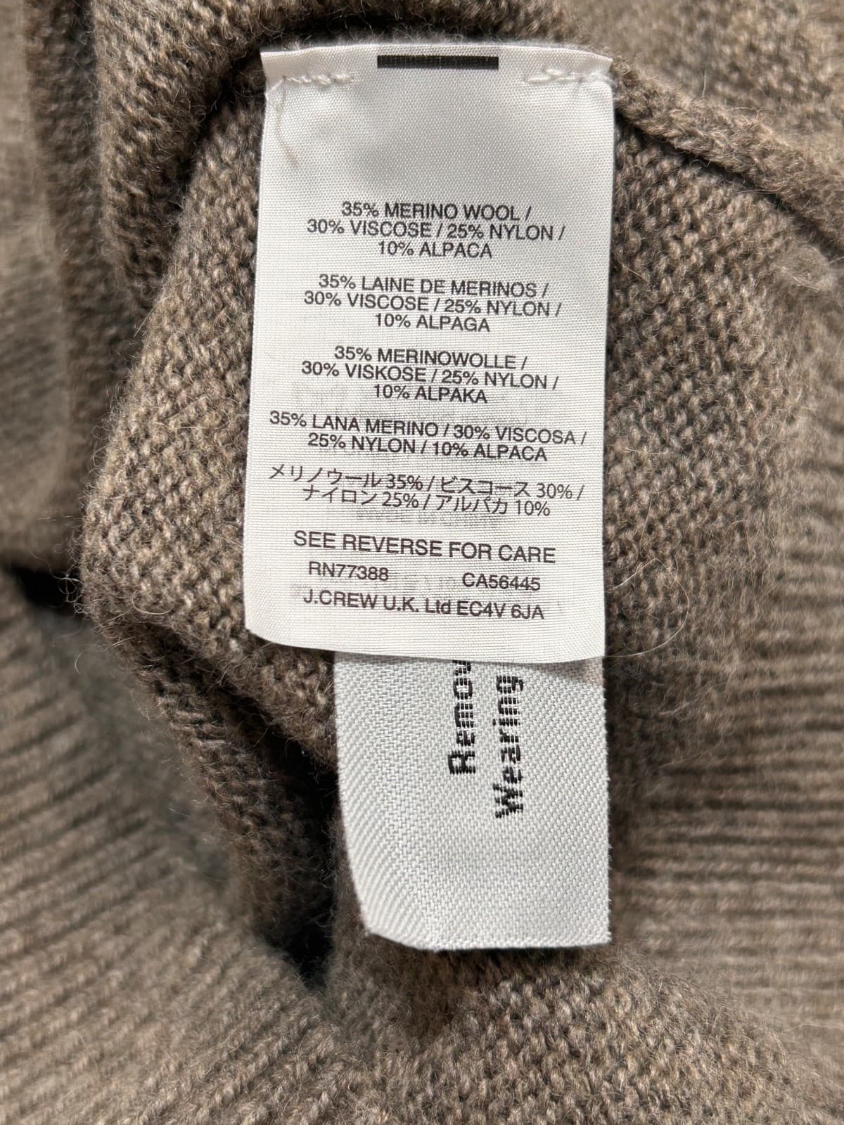 J.Crew Men's Large Slim Merino Wool Alpaca Blend 1/4 Zip Sweater Taupe Soft k - Thumbnail 9