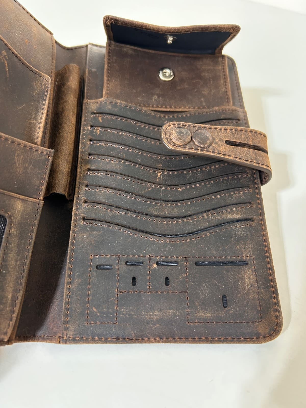 DONWORD Cow Leather Bi-Fold Passport Travel Wallet RFID Blocking COFFEE - Thumbnail 6
