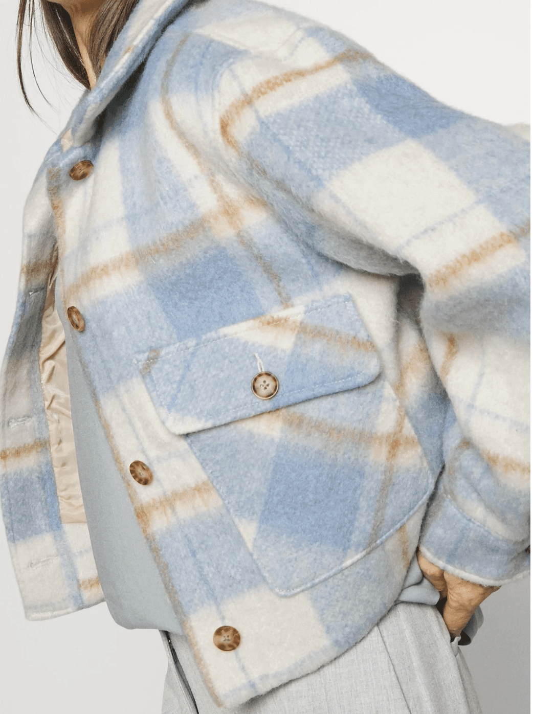 NWT ABERCROMBIE & FITCH Plaid Wool Blend Size XS Jacket Coat Blazer k - Thumbnail 12