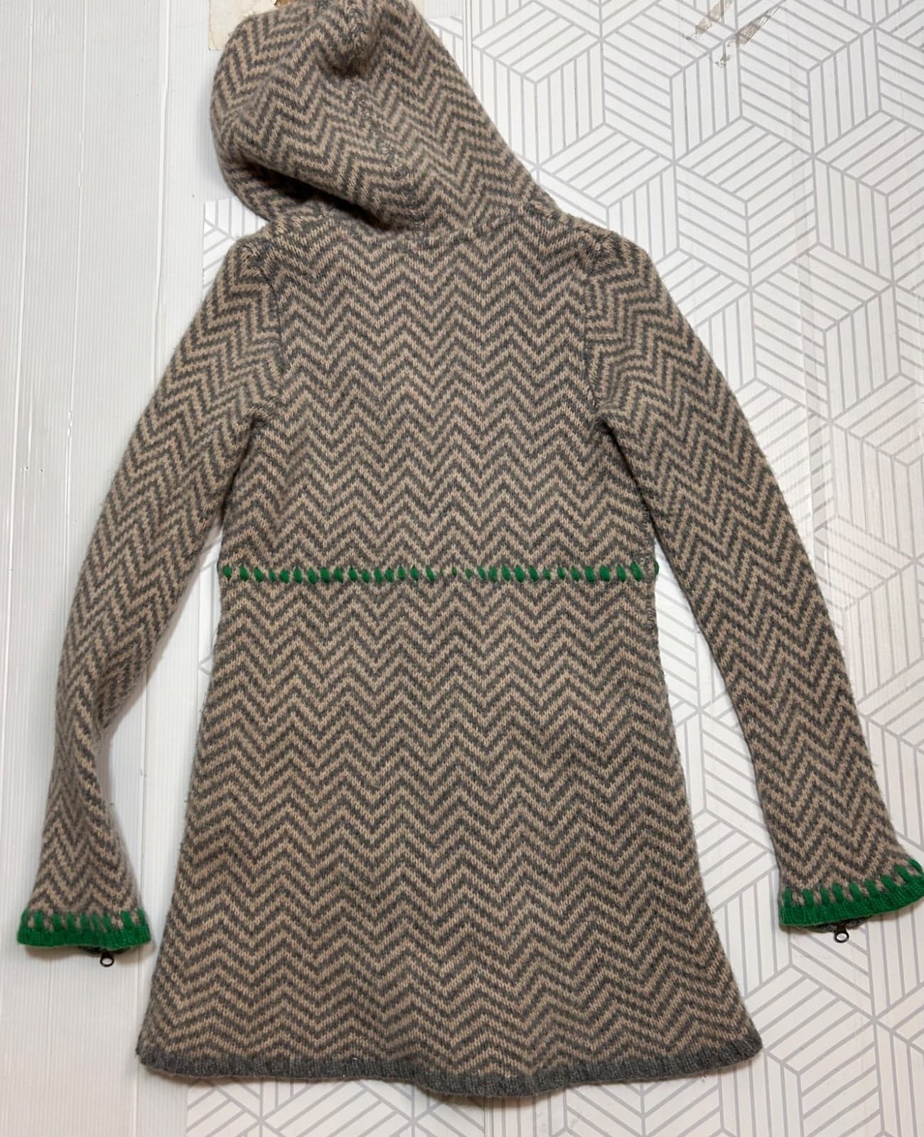 Sparrow Anthropologie Size S fits XS Radiowaves Lambswool Hoodie Zip Jacket Coat - Thumbnail 3