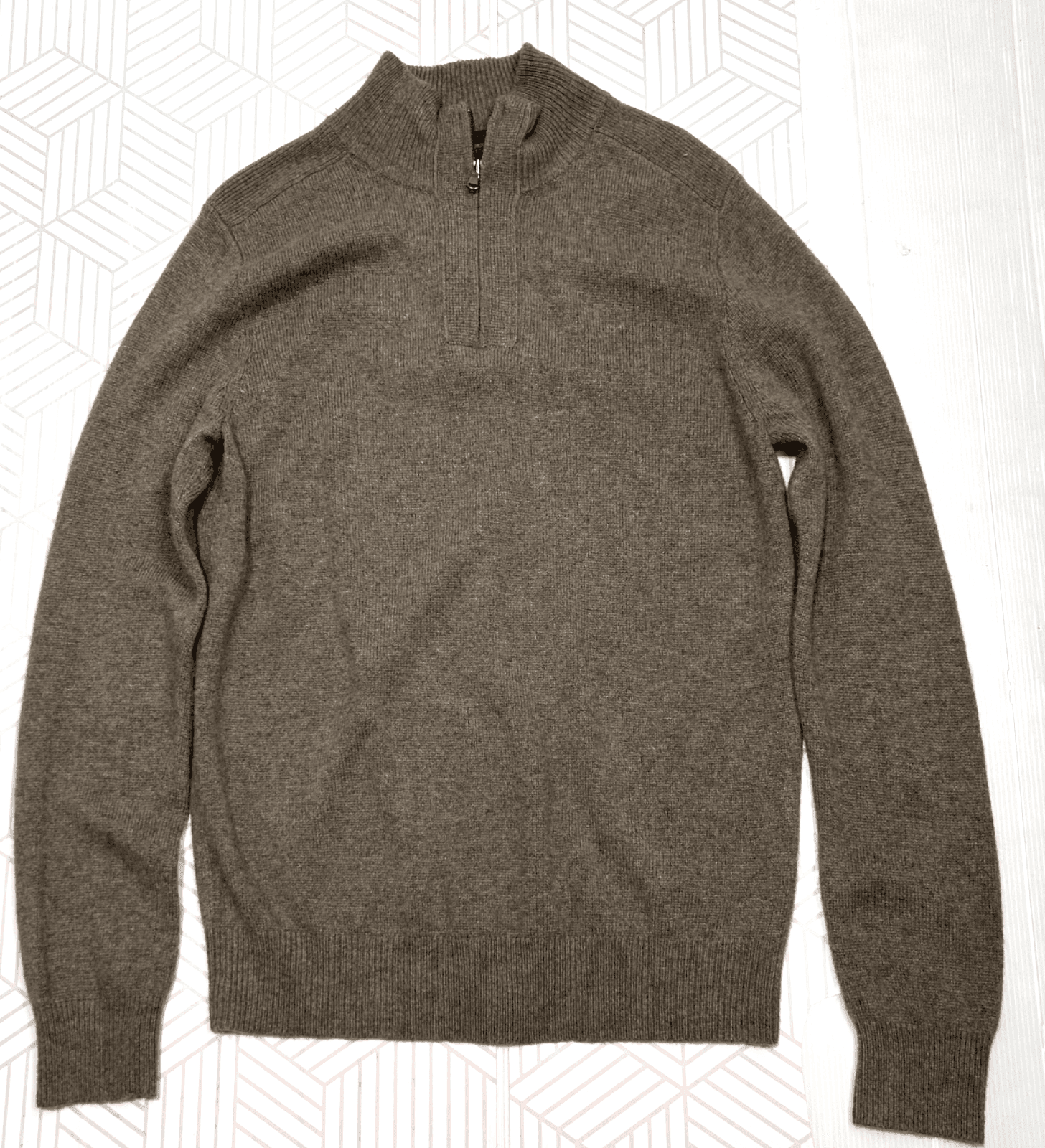 J.Crew Men's Large Slim Merino Wool Alpaca Blend 1/4 Zip Sweater Taupe Soft k