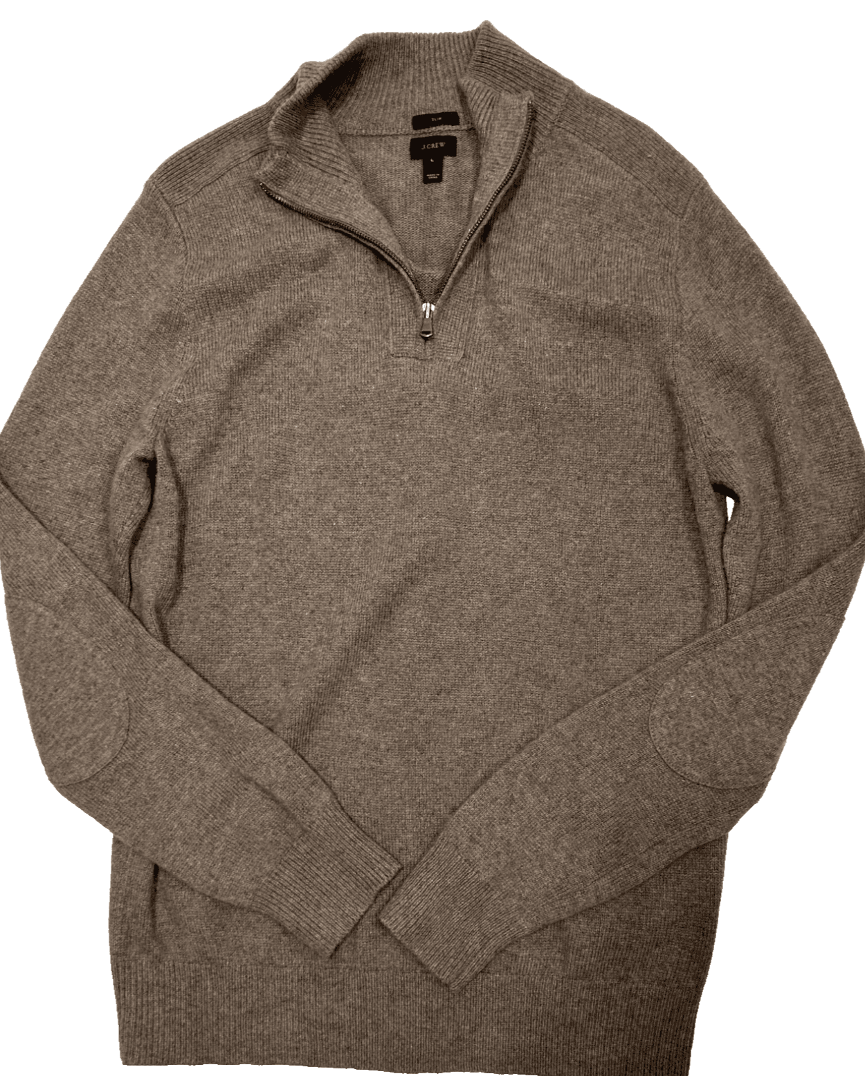 J.Crew Men's Large Slim Merino Wool Alpaca Blend 1/4 Zip Sweater Taupe Soft k - Thumbnail 2