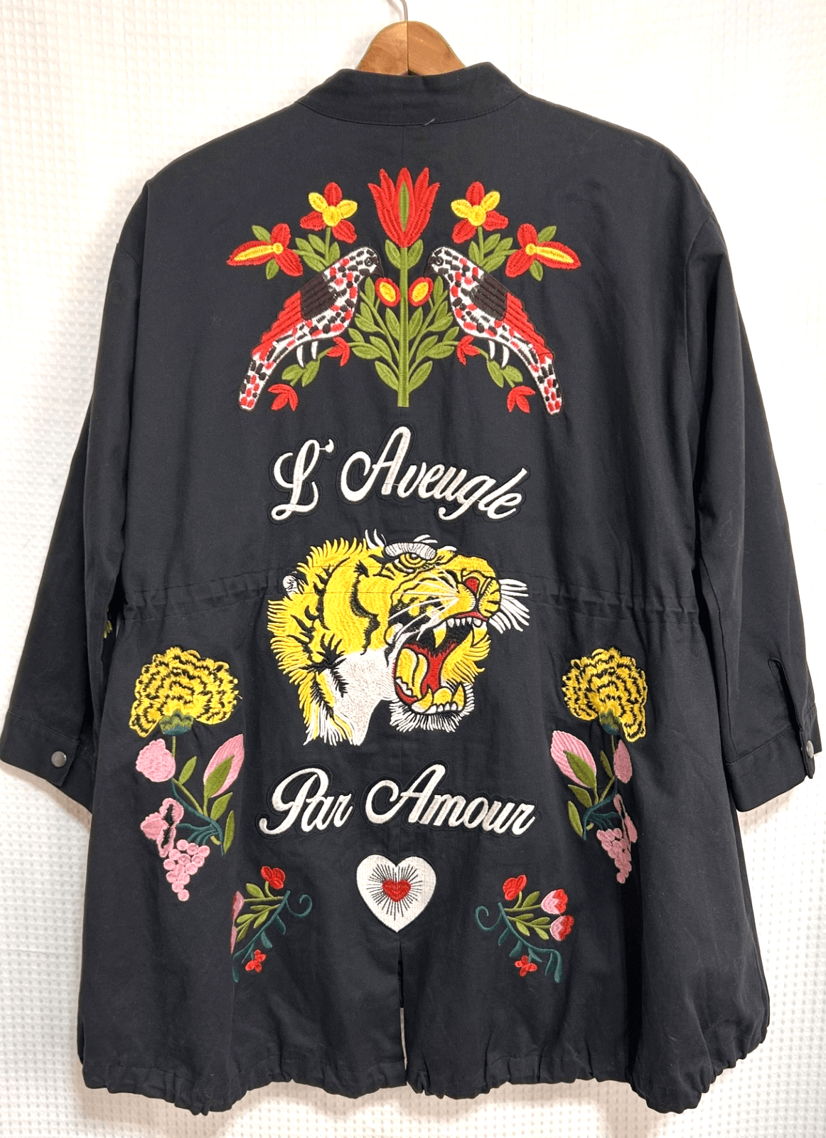 Embroidered Size L Tiger Coat Field Jacket L’Aveugle Par Amour Floral Birds k