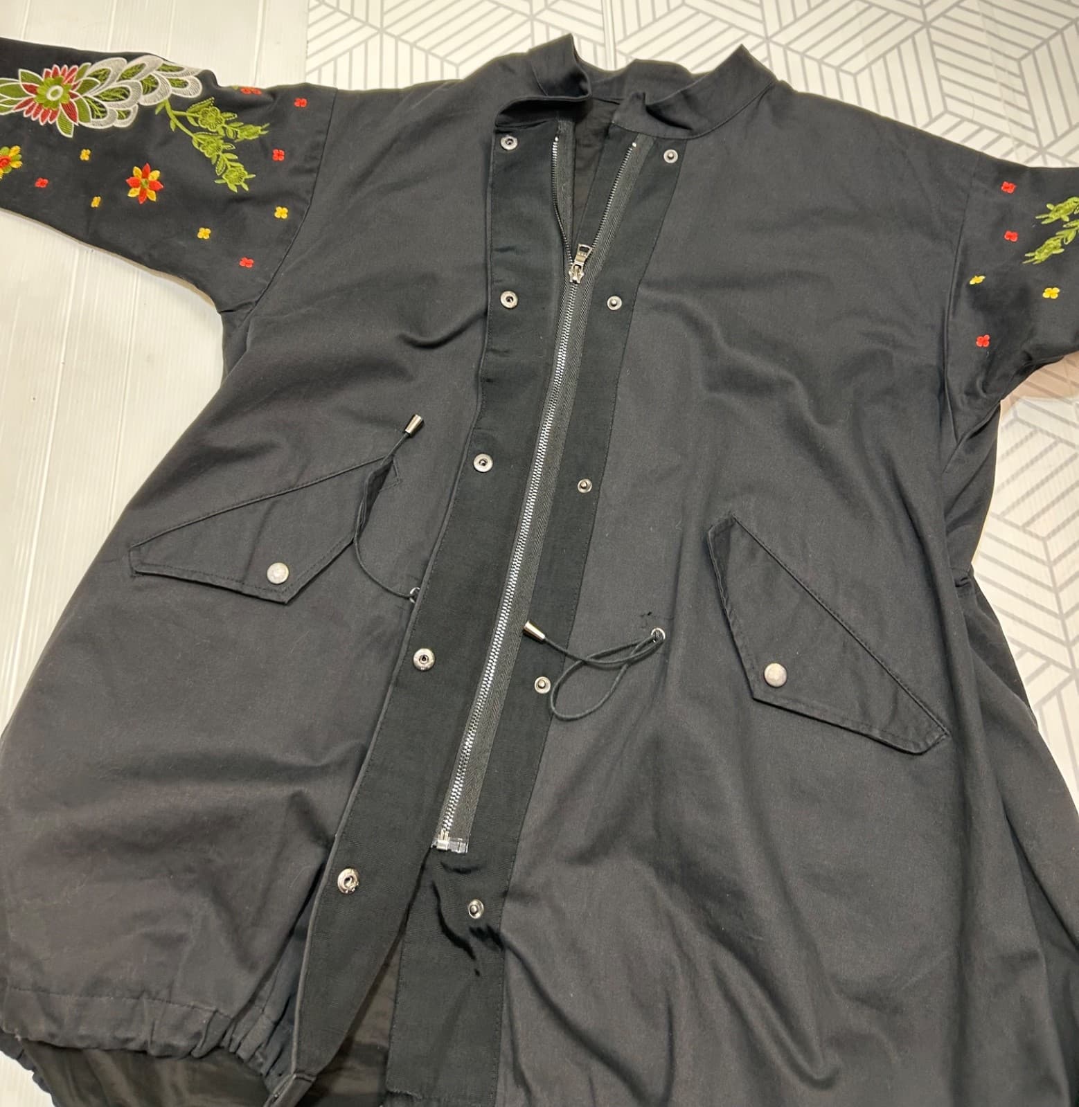Embroidered Size L Tiger Coat Field Jacket L’Aveugle Par Amour Floral Birds k - Thumbnail 13