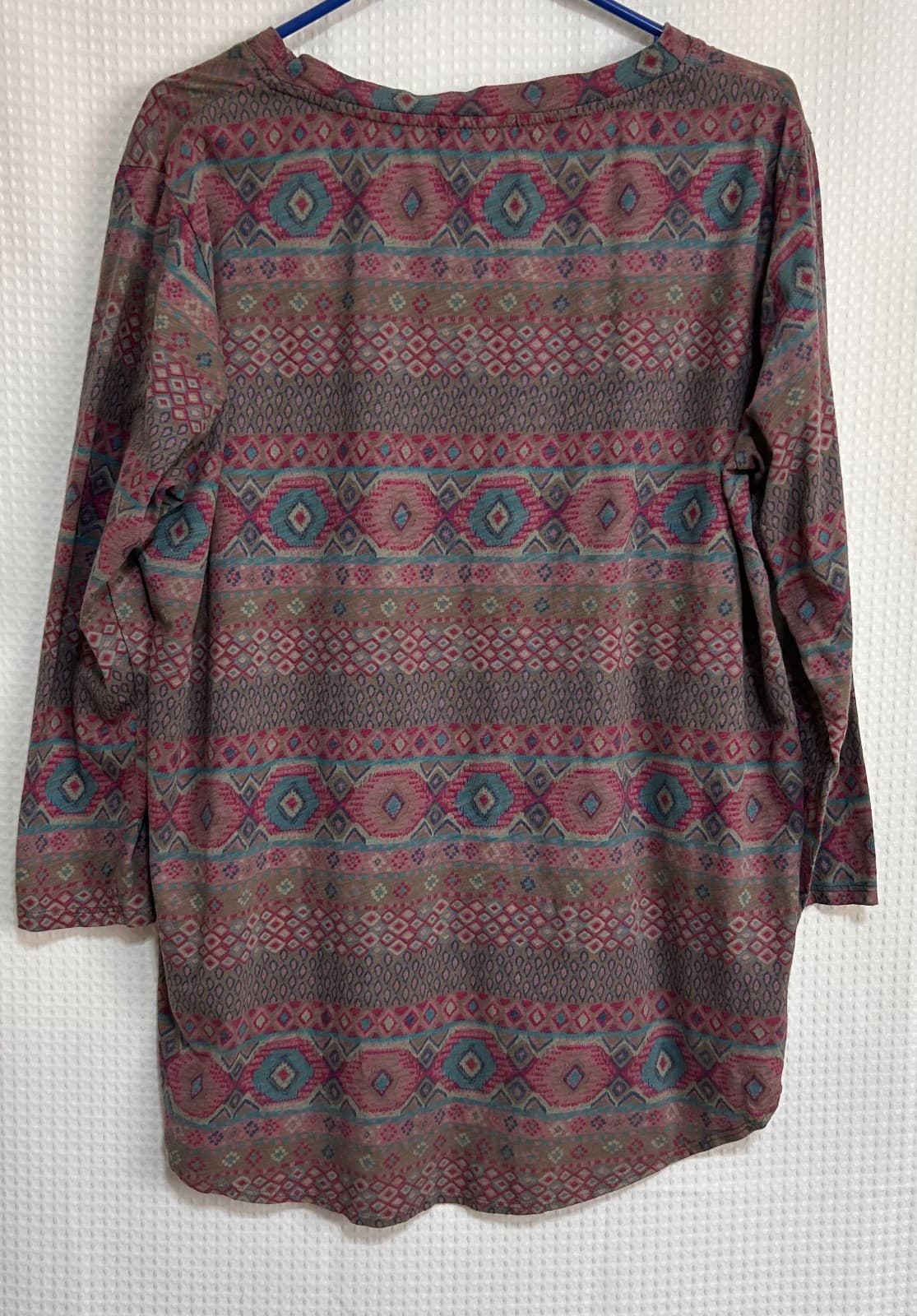 Fresh Produce Women’s size XL Geometric 3/4 Sleeves Multicolor Cotton Tee USA g - Thumbnail 9