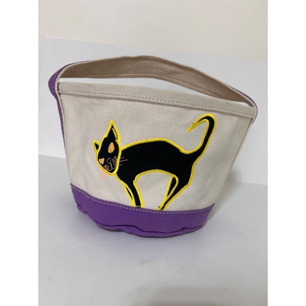 Land's End Halloween Canvas Bucket Tote Bags Black Cat - Thumbnail 10