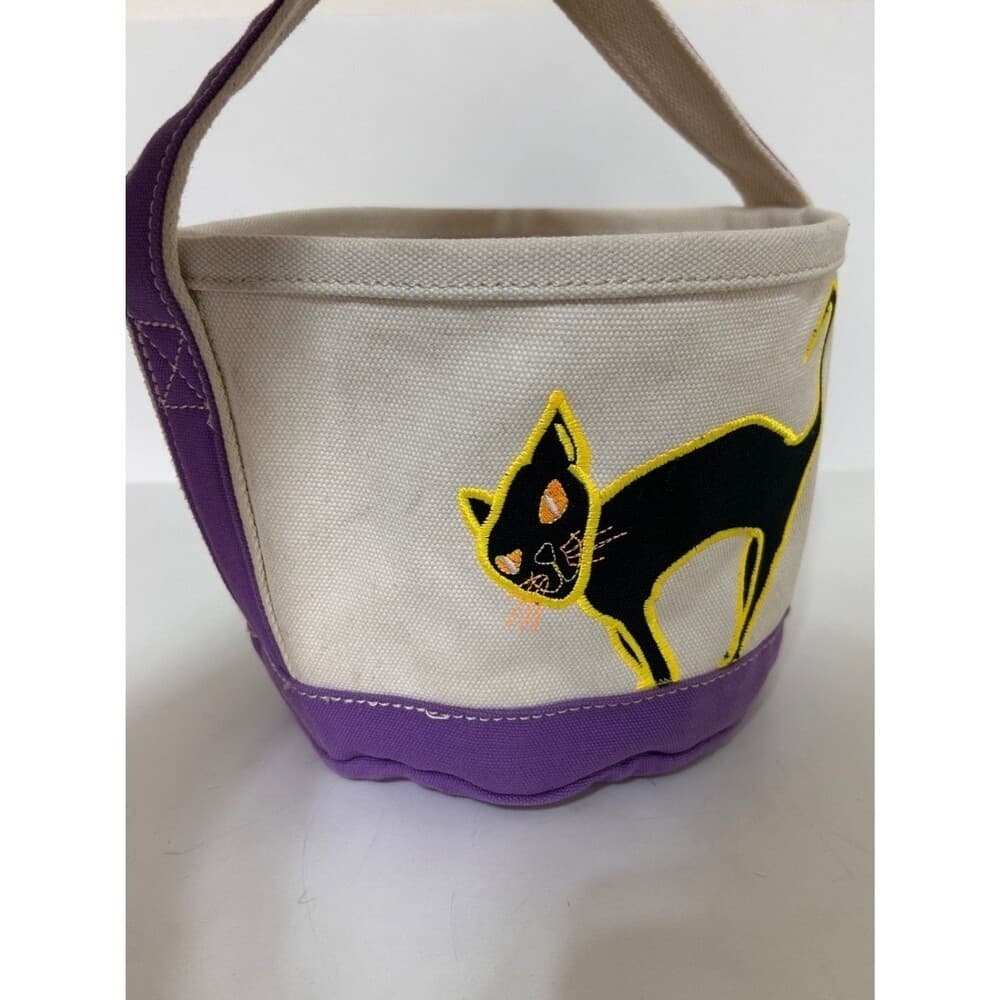 Land's End Halloween Canvas Bucket Tote Bags Black Cat - Thumbnail 3