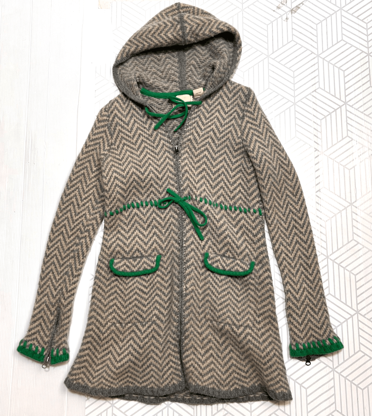 Sparrow Anthropologie Size S fits XS Radiowaves Lambswool Hoodie Zip Jacket Coat - Thumbnail 2