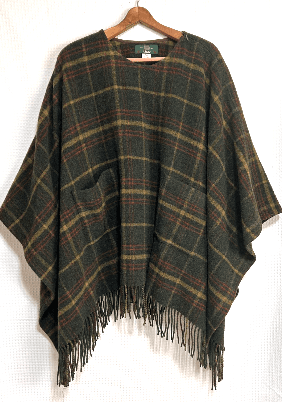 Vintage Orvis Jacket Womens M Tartan Wool Cape Poncho Pockets USA Celtic k