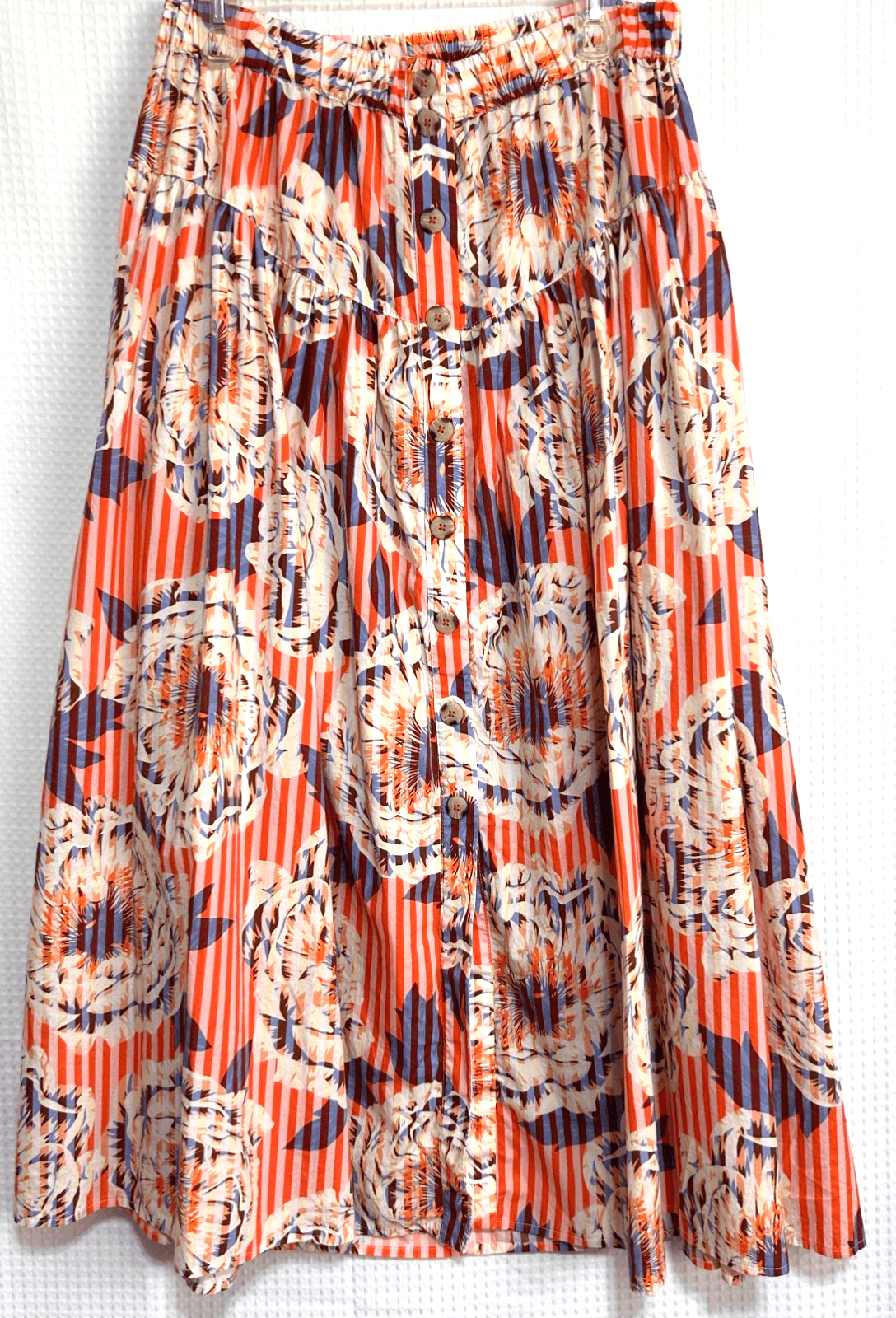 $138 ANTHROPOLOGIE Striped Long Flowy A-Line Skirt Festival Summer i.