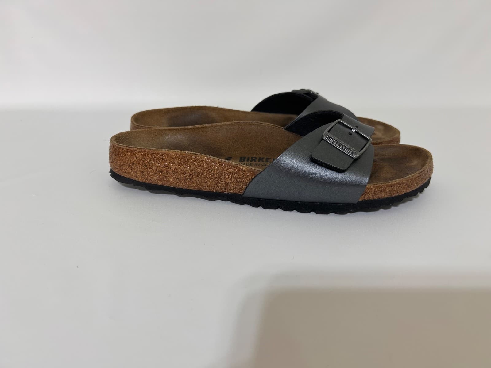 Birkenstock Madrid Sandals Shoes Birko-Flor Slides Women's 39 US 8 Silver Gray - Thumbnail 6