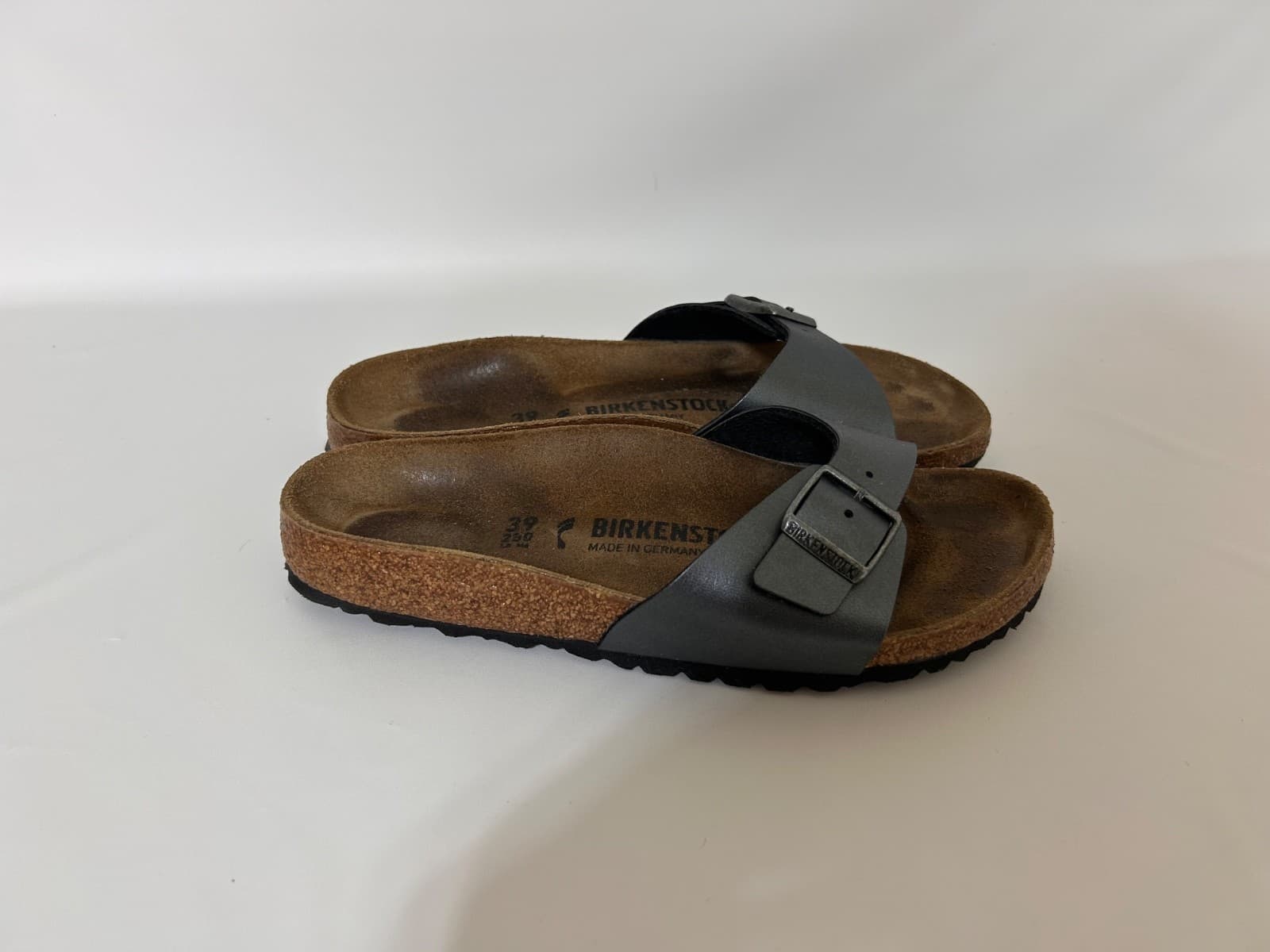 Birkenstock Madrid Sandals Shoes Birko-Flor Slides Women's 39 US 8 Silver Gray - Thumbnail 5