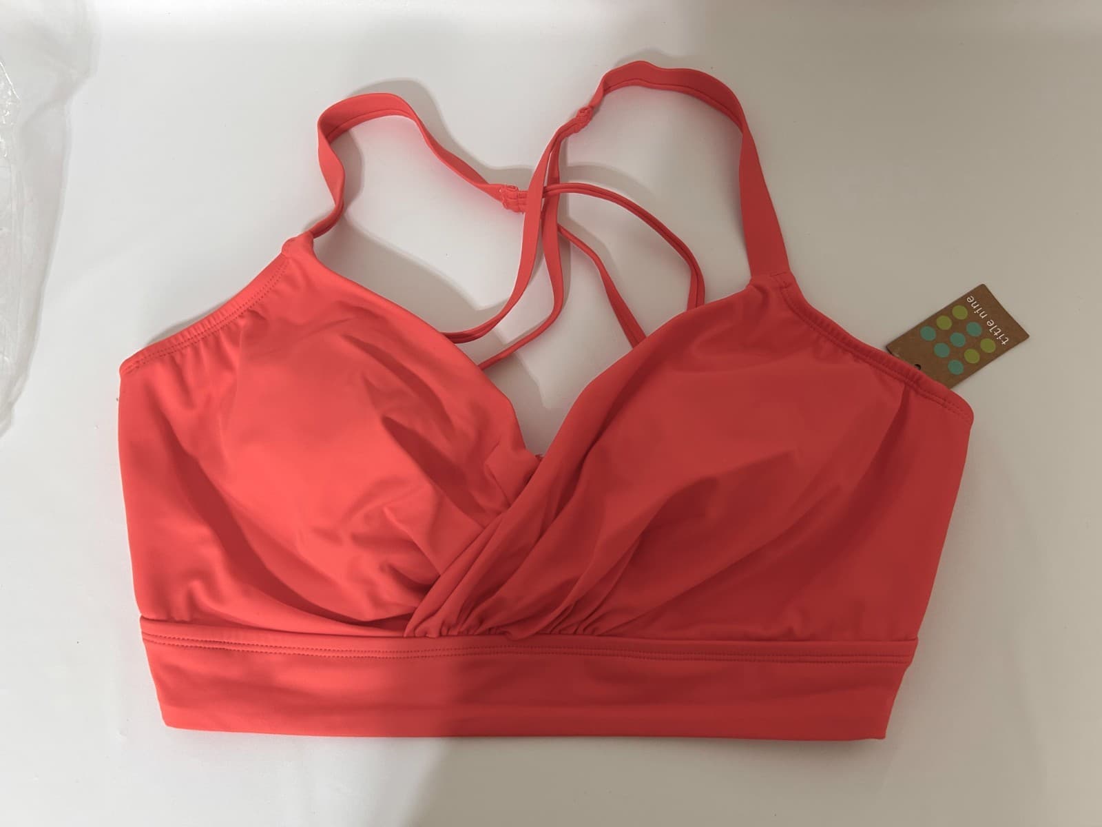 NWT Title Nine Bikini Top 36DDD Underwire Bikini Swim Bra Strappy Coral Orange i - Thumbnail 10