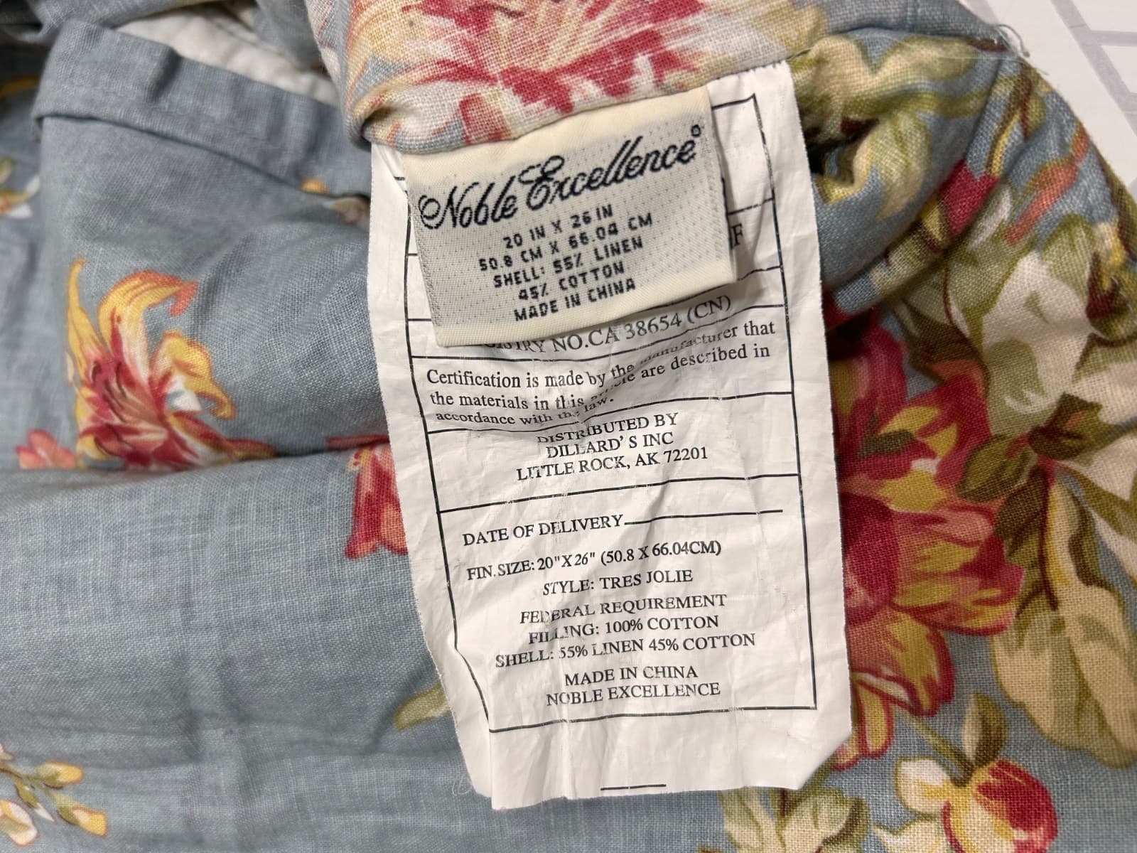 Noble Excellence Pillow Sham Floral Quilted Cotton 20"x26" Country Cottage - Thumbnail 3
