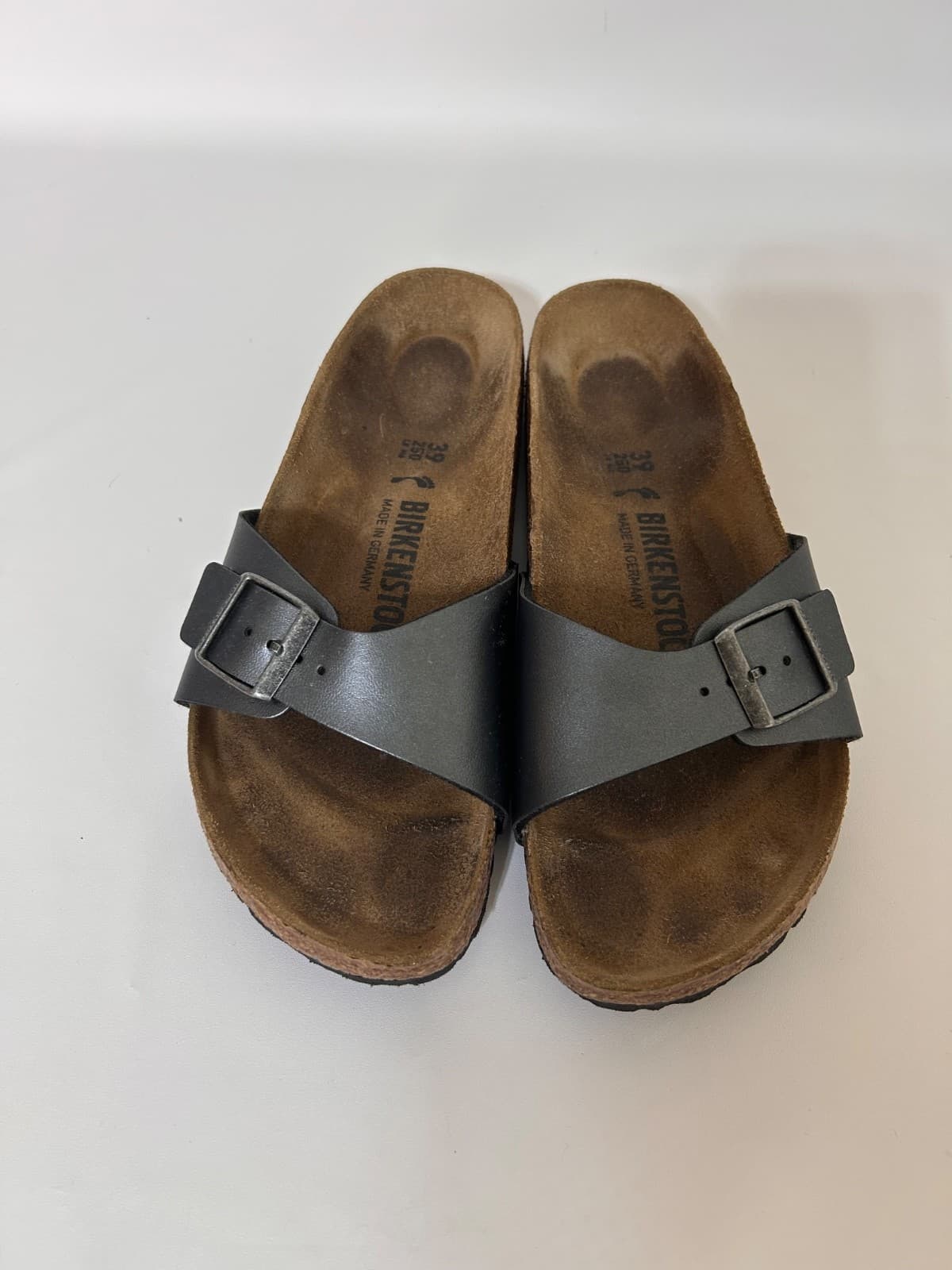 Birkenstock Madrid Sandals Shoes Birko-Flor Slides Women's 39 US 8 Silver Gray - Thumbnail 9