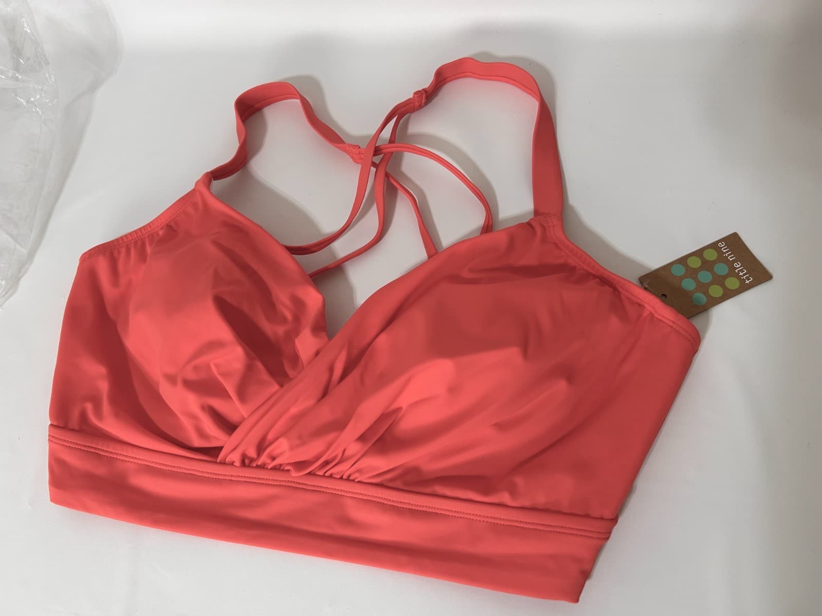NWT Title Nine Bikini Top 36DDD Underwire Bikini Swim Bra Strappy Coral Orange i - Thumbnail 3