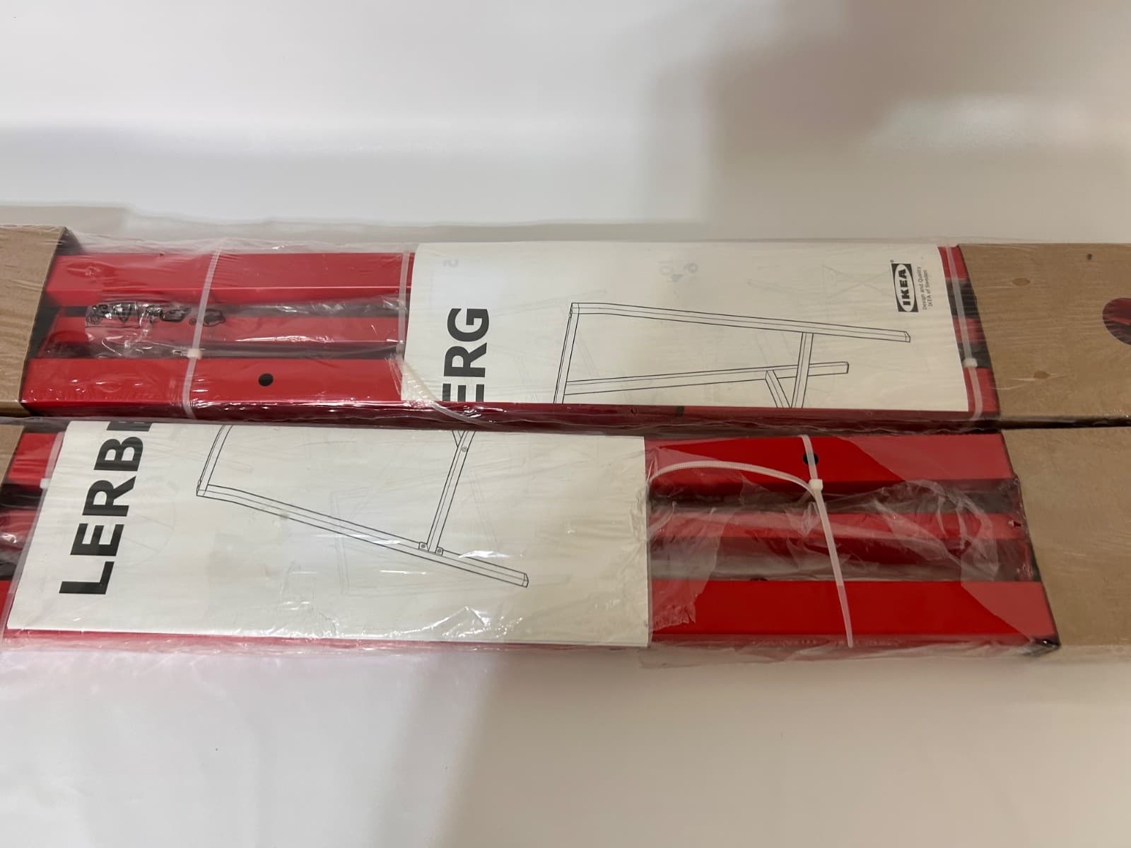 Set of 2 IKEA LERBERG Trestle Hilver Table Legs Only Red Steel 504.736.38 - Thumbnail 9