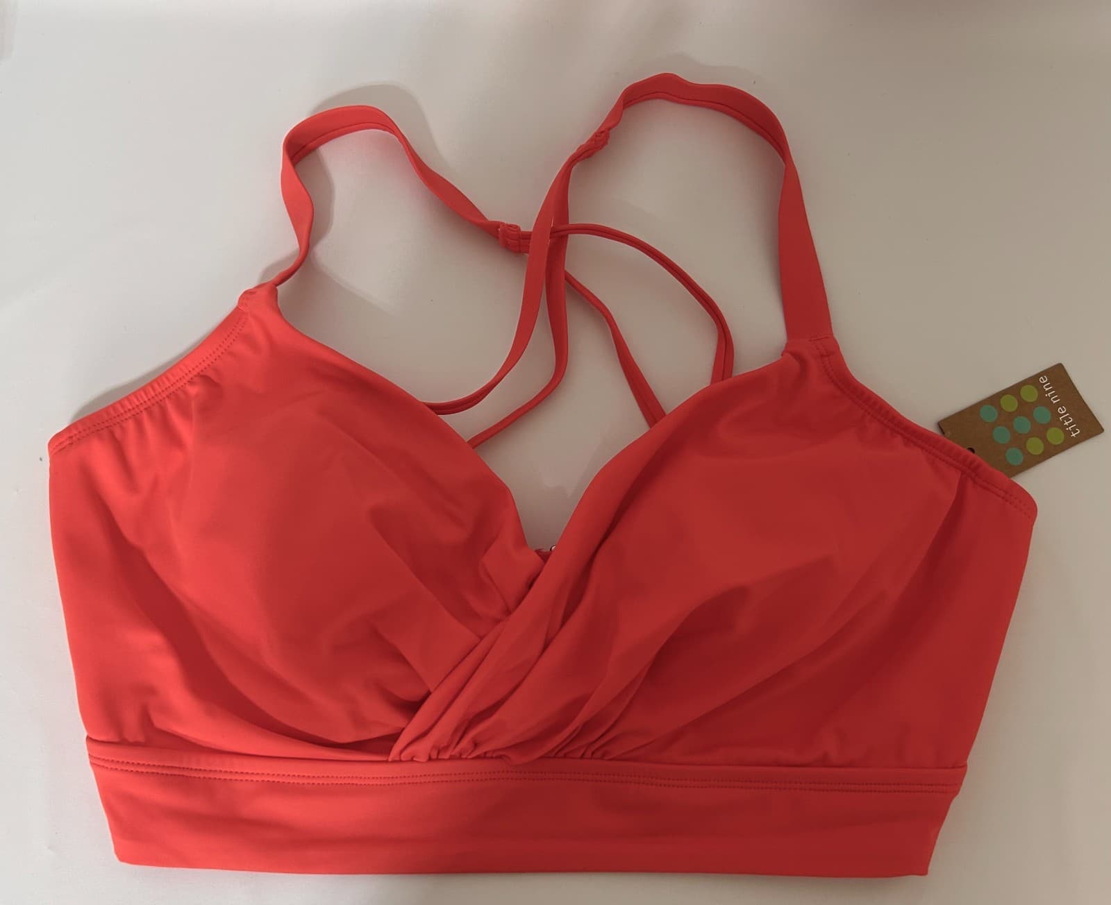 NWT Title Nine Bikini Top 36DDD Underwire Bikini Swim Bra Strappy Coral Orange i - Thumbnail 2