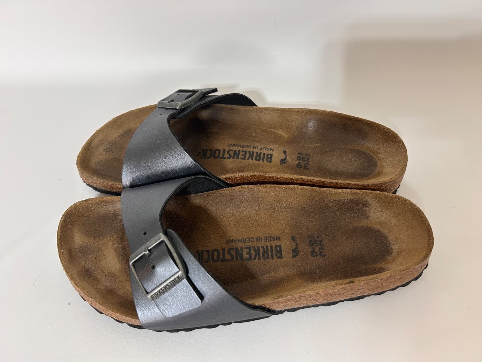 Birkenstock Madrid Sandals Shoes Birko-Flor Slides Women's 39 US 8 Silver Gray - Thumbnail 10