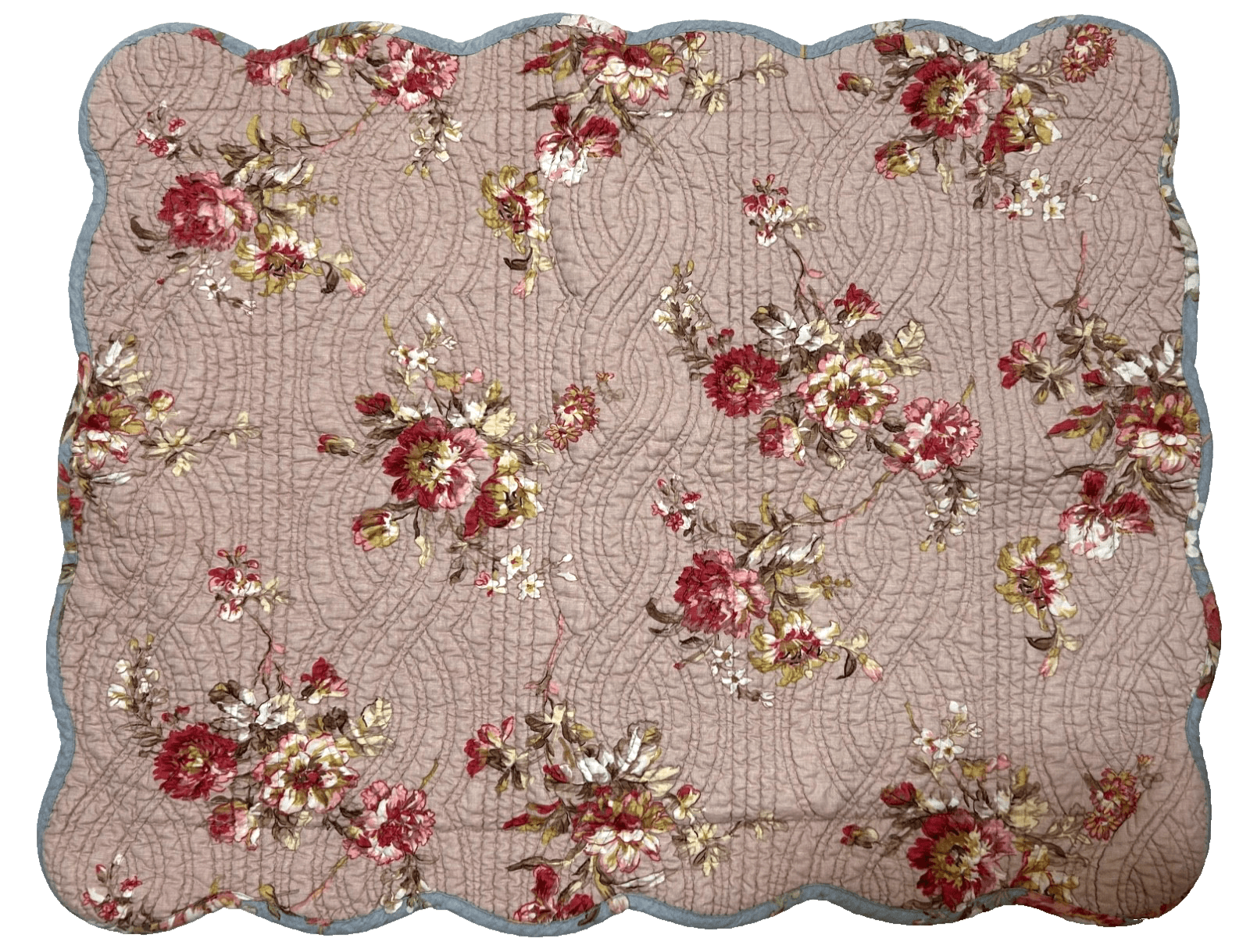 Noble Excellence Pillow Sham Floral Quilted Cotton 20"x26" Country Cottage