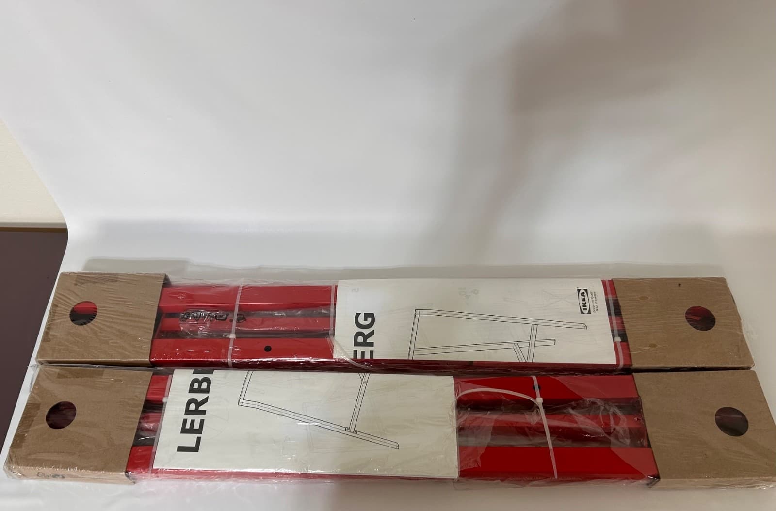 Set of 2 IKEA LERBERG Trestle Hilver Table Legs Only Red Steel 504.736.38 - Thumbnail 2