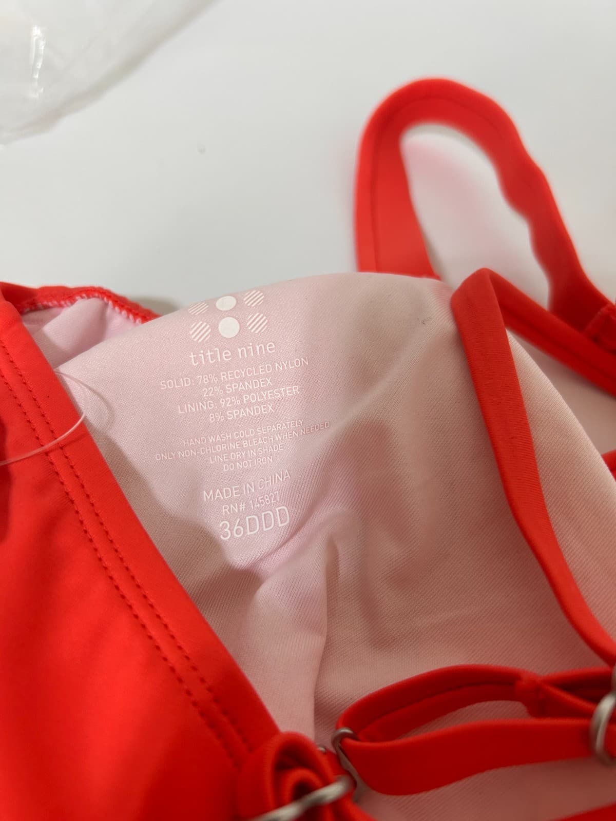 NWT Title Nine Bikini Top 36DDD Underwire Bikini Swim Bra Strappy Coral Orange i - Thumbnail 5
