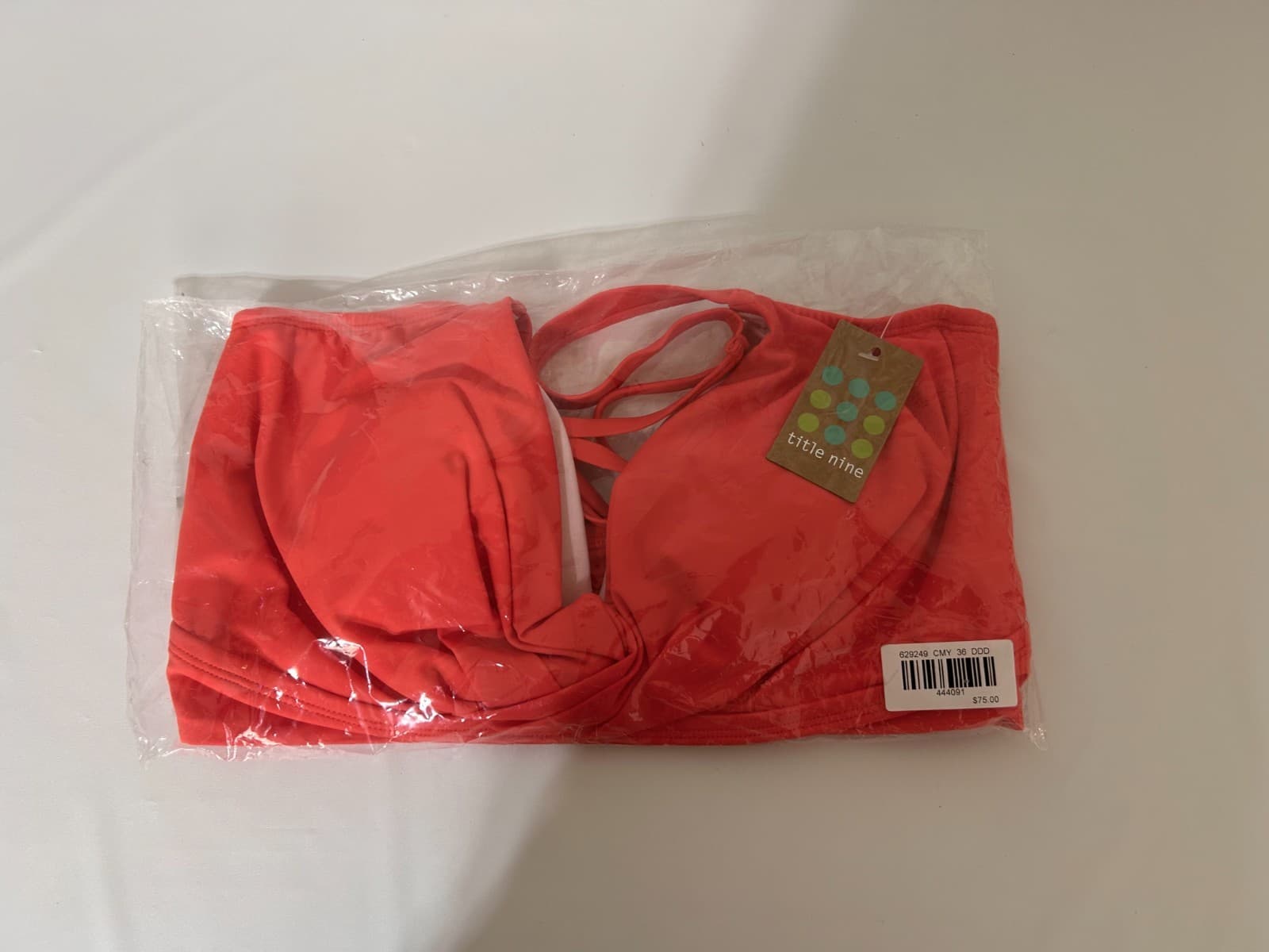 NWT Title Nine Bikini Top 36DDD Underwire Bikini Swim Bra Strappy Coral Orange i - Thumbnail 4