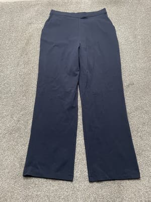LL Bean Pants Womens Medium Petite Navy Blue Stretch Straight Leg Lounge Cotton