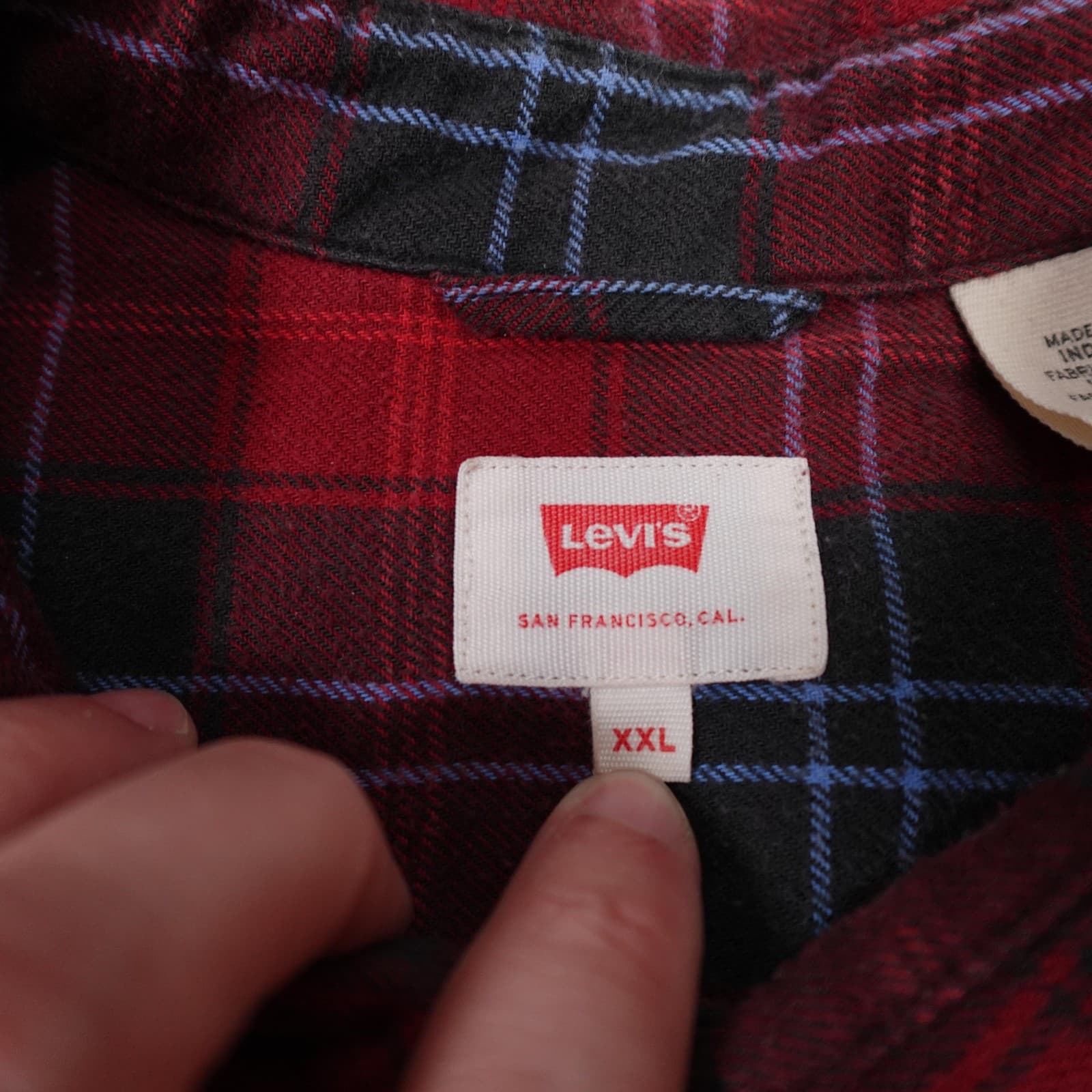 Levis Shirt Mens 2XL Red Plaid Flannel Long Sleeve Button Up Casual Top - Thumbnail 2