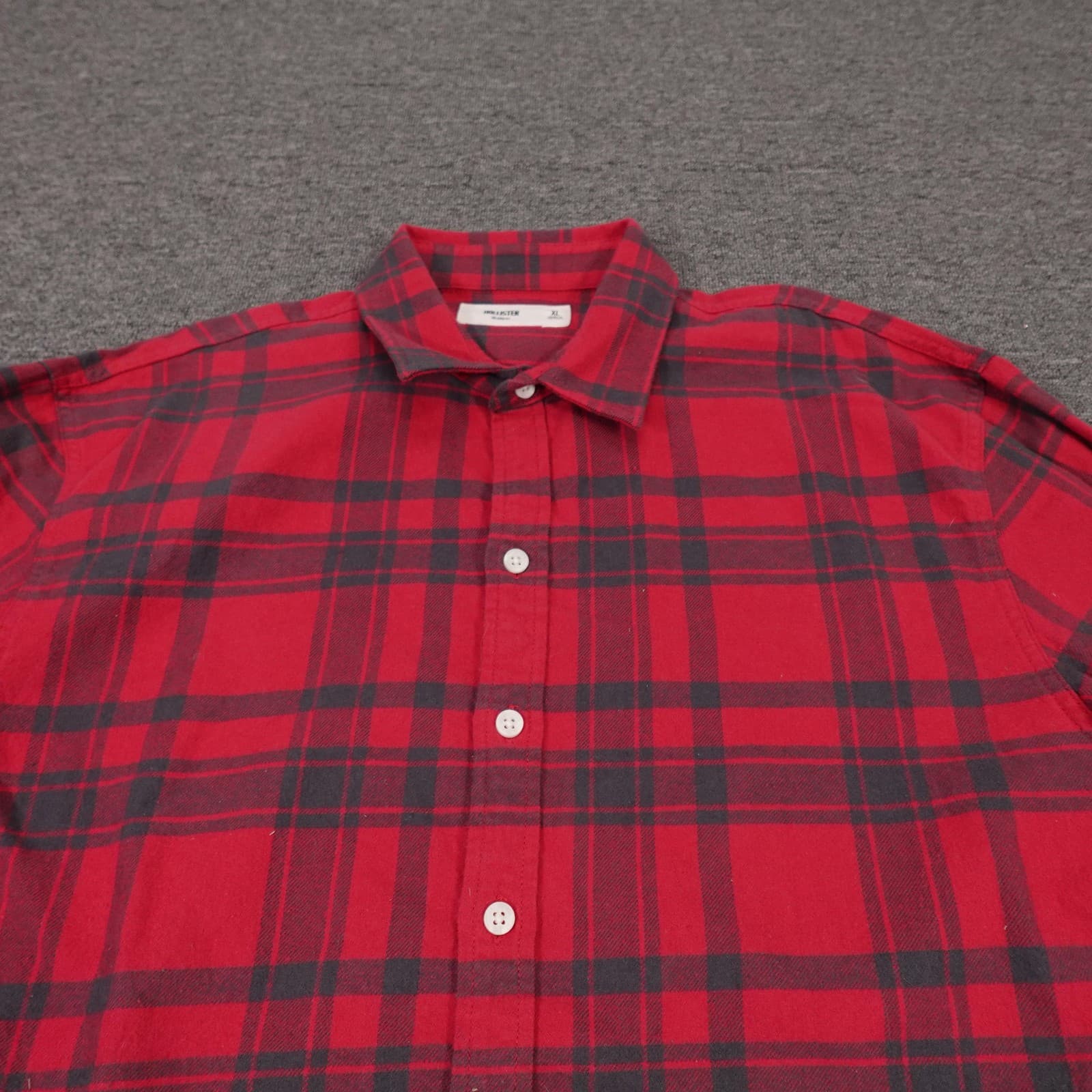 Hollister Shirt Mens XL Red Plaid Long Sleeve Flannel Button Up Relaxed Fit - Thumbnail 2