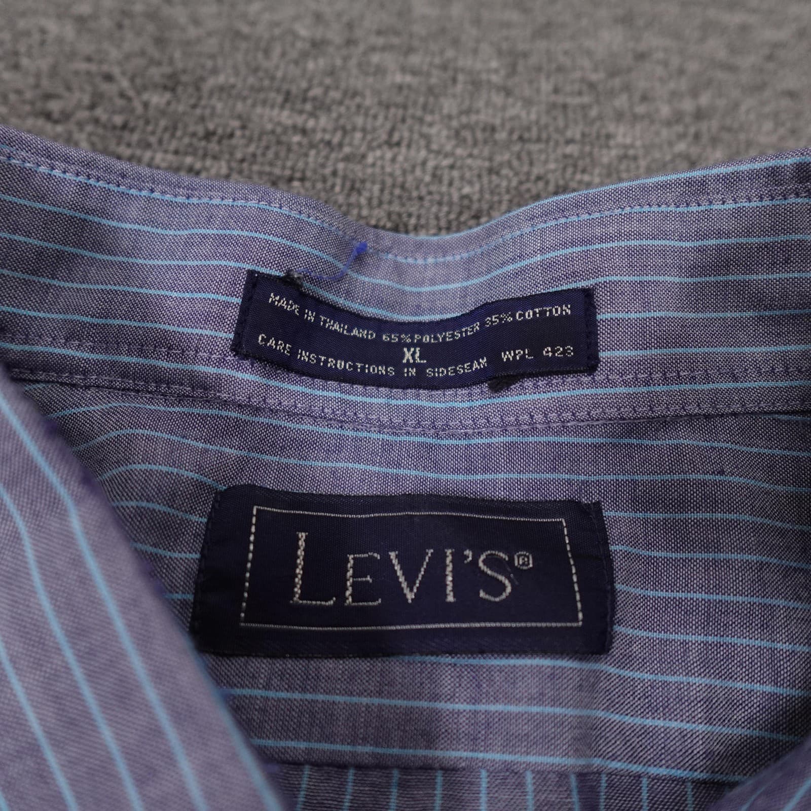 Vintage Levi's Shirt Mens XL Blue Stripe Long Sleeve Button Up Thailand Casual - Thumbnail 3